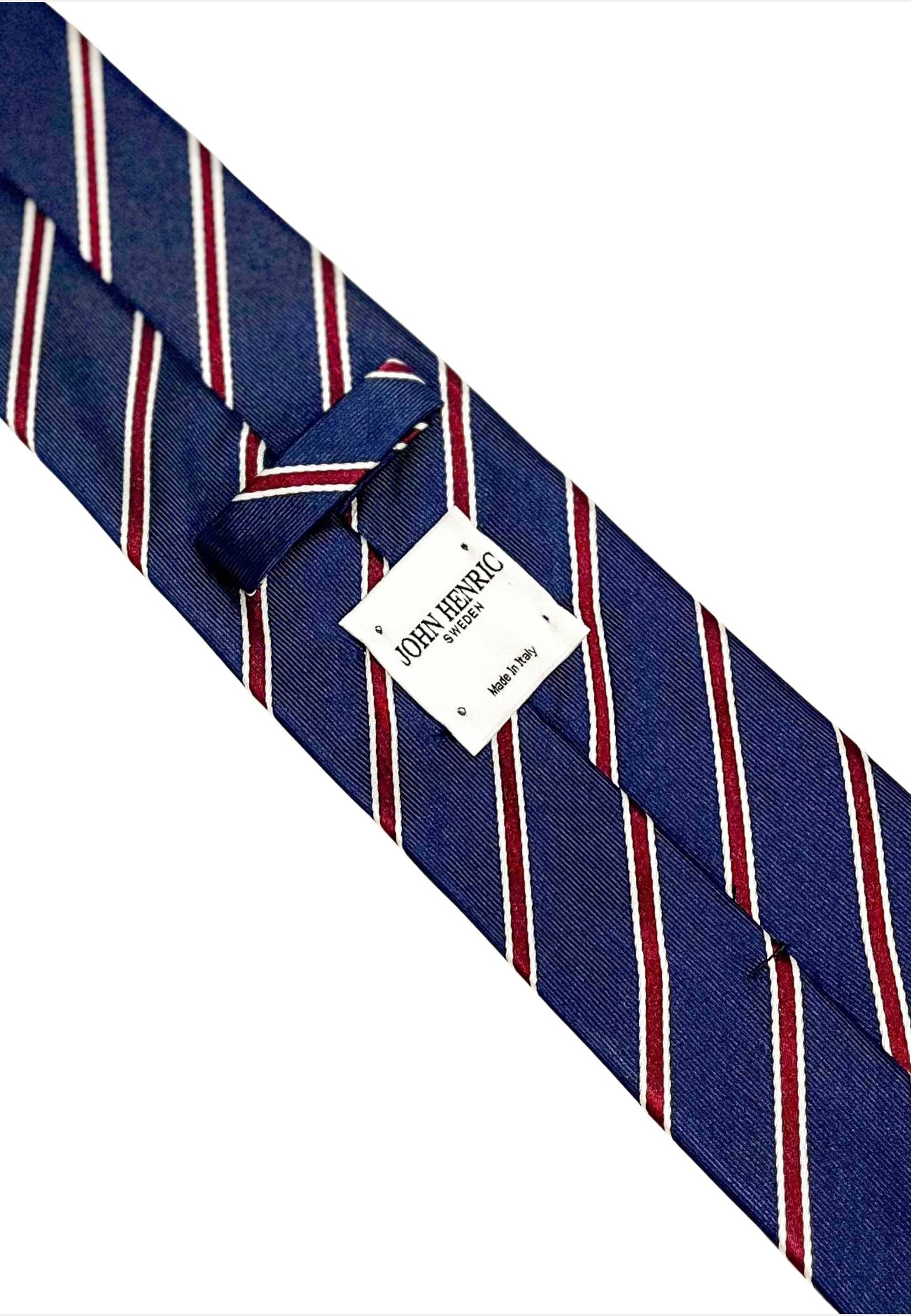 Silk Woven Stripe Tie, från John Henric, i färgen dark blue. Klicka för att öppna bilden i stort format