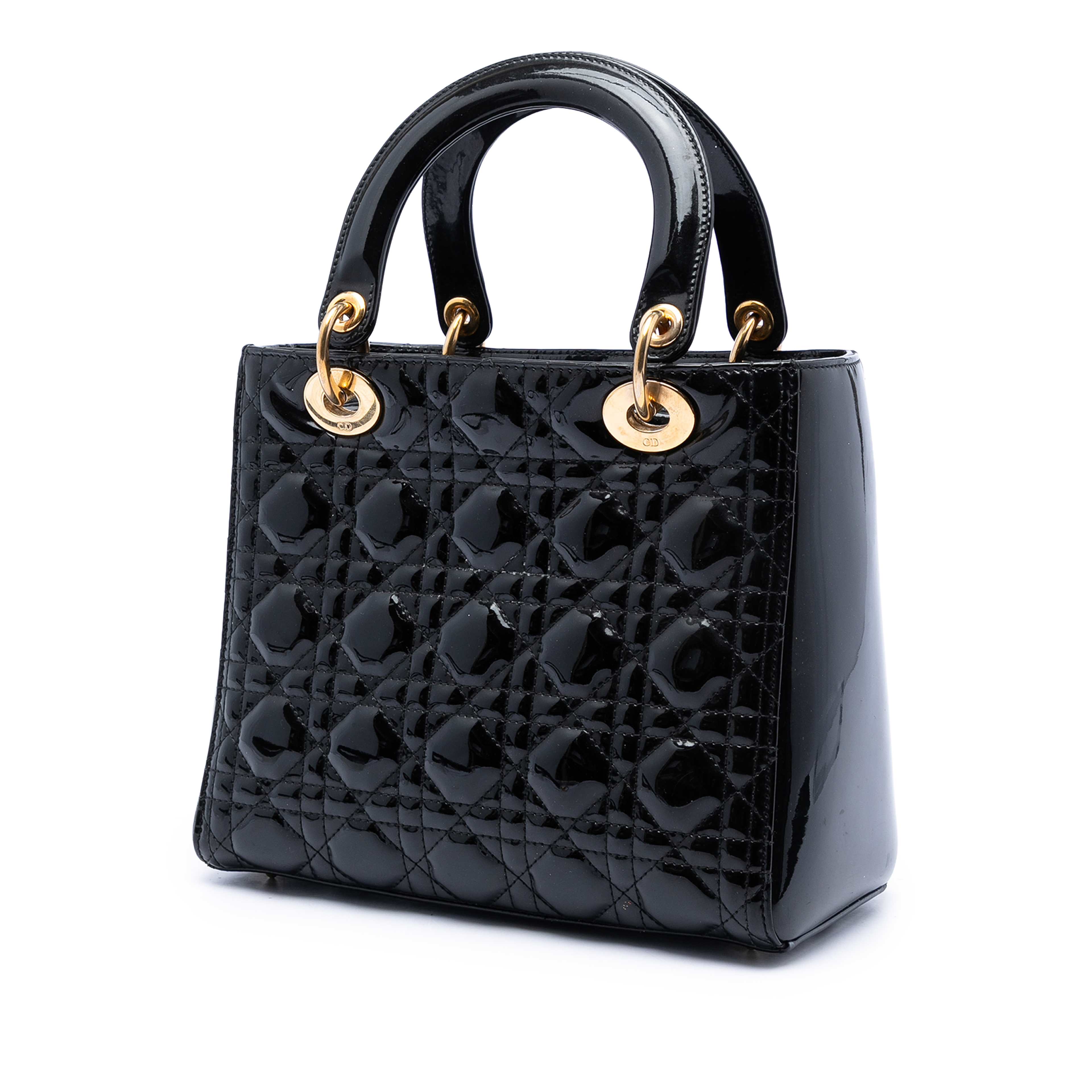 Dior Medium Patent Cannage Lady Dior, från Luxclusif, i färgen svart. Klicka för att öppna bilden i stort format