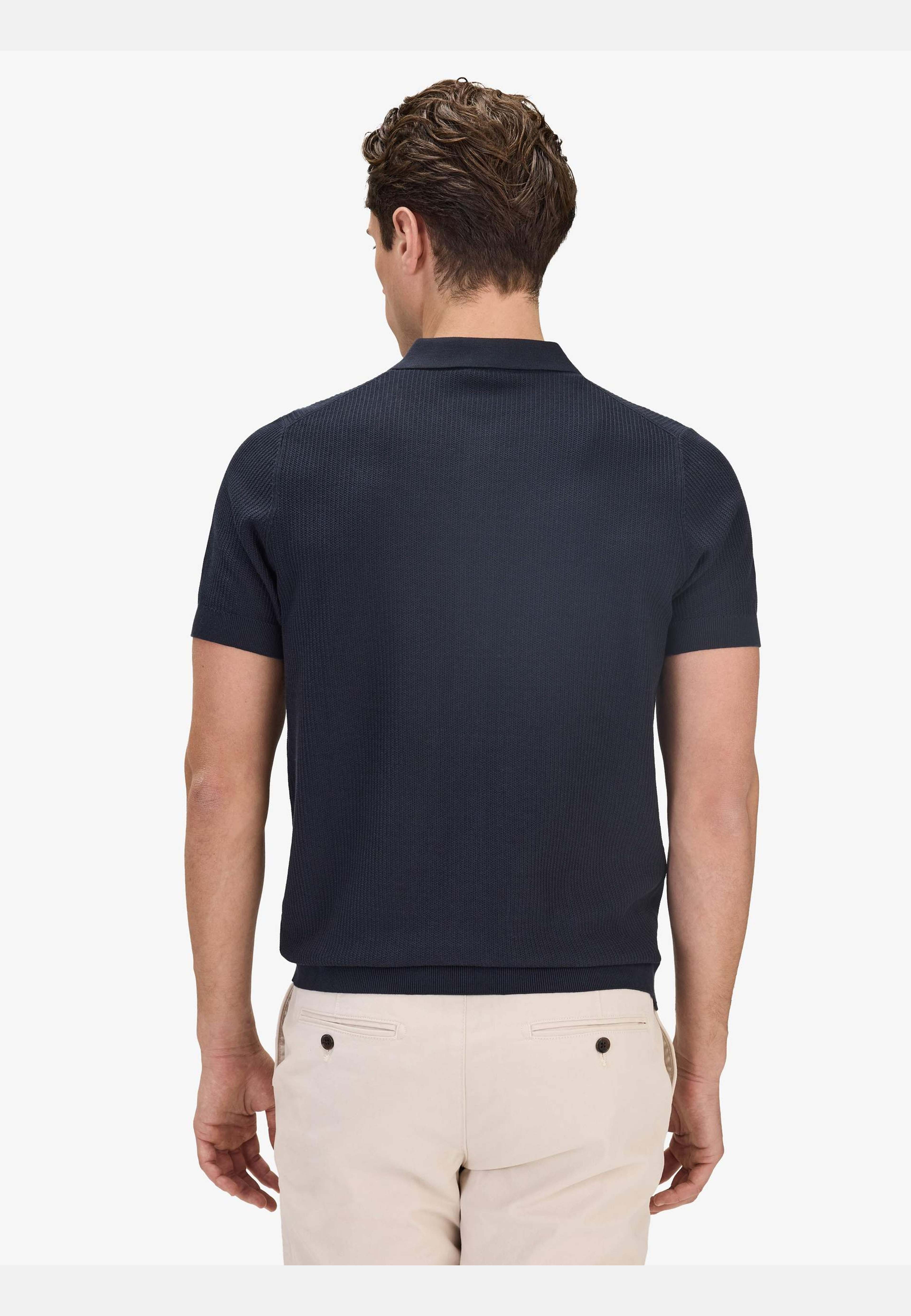 Cotton Knitted S/s Shirt (dave), från John Henric, i färgen navy blue. Klicka för att öppna bilden i stort format