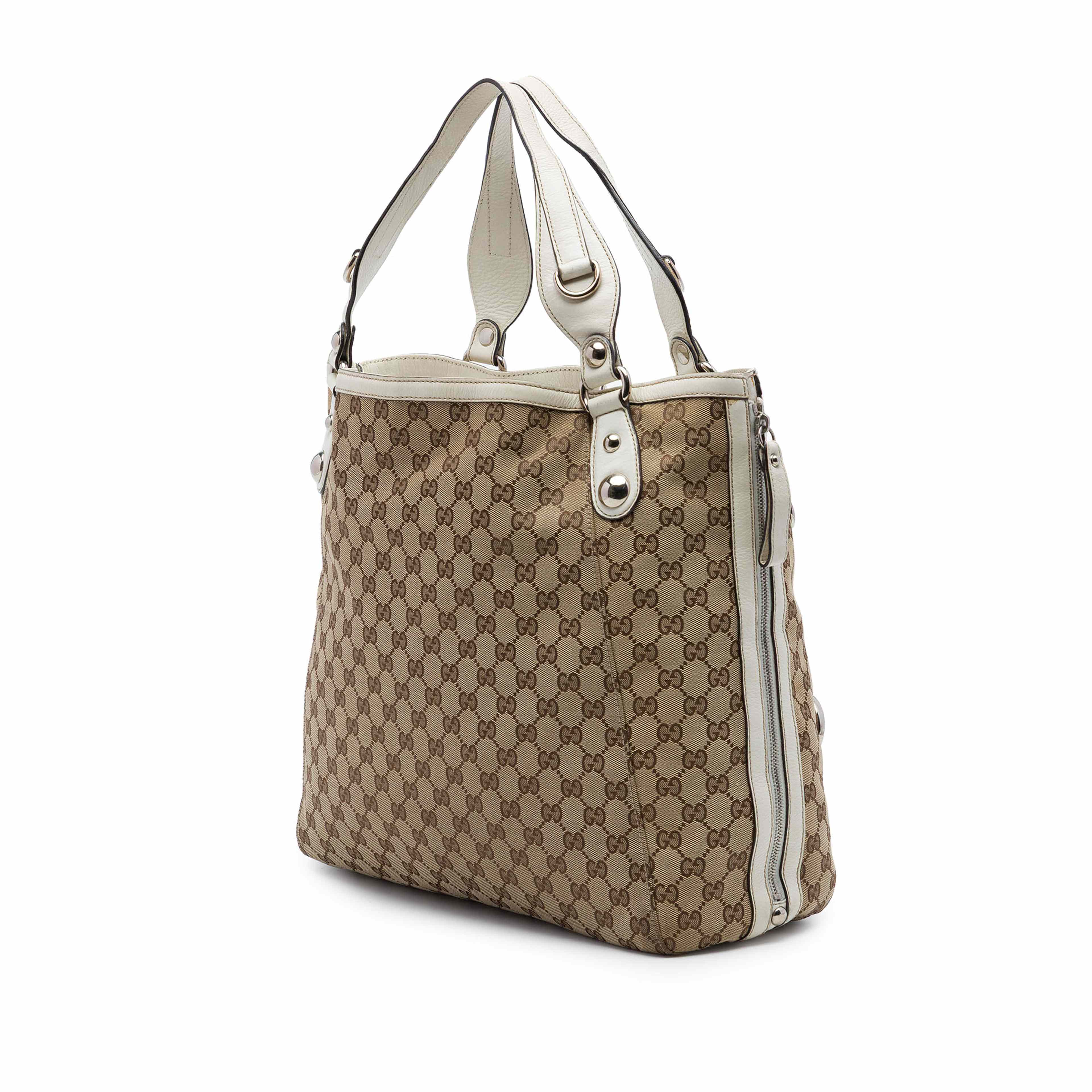 Gucci Gg Canvas Icon Bit Zip Tote, från Luxclusif, i färgen beige. Klicka för att öppna bilden i stort format