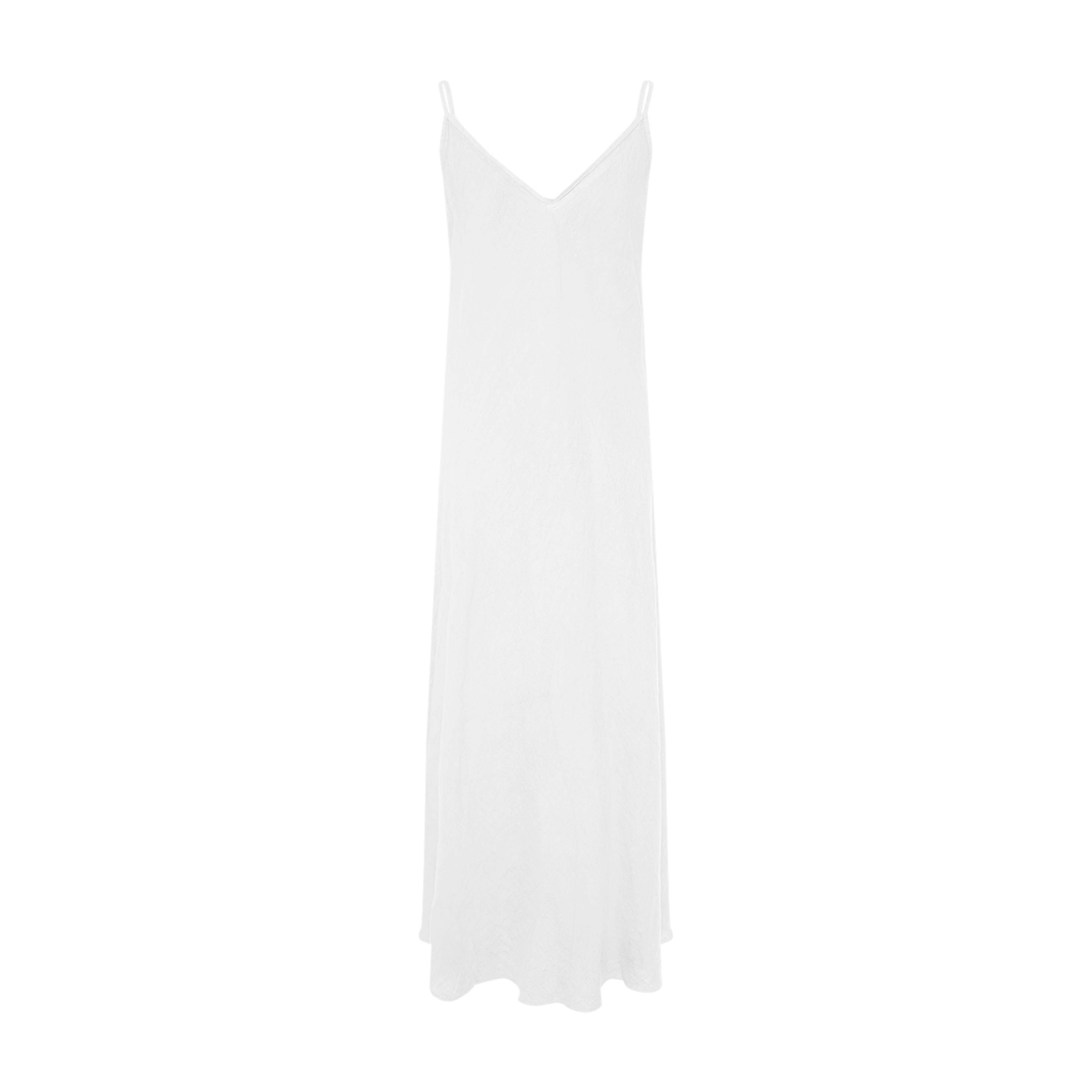 Abbelone, Long Dress, Linen - White