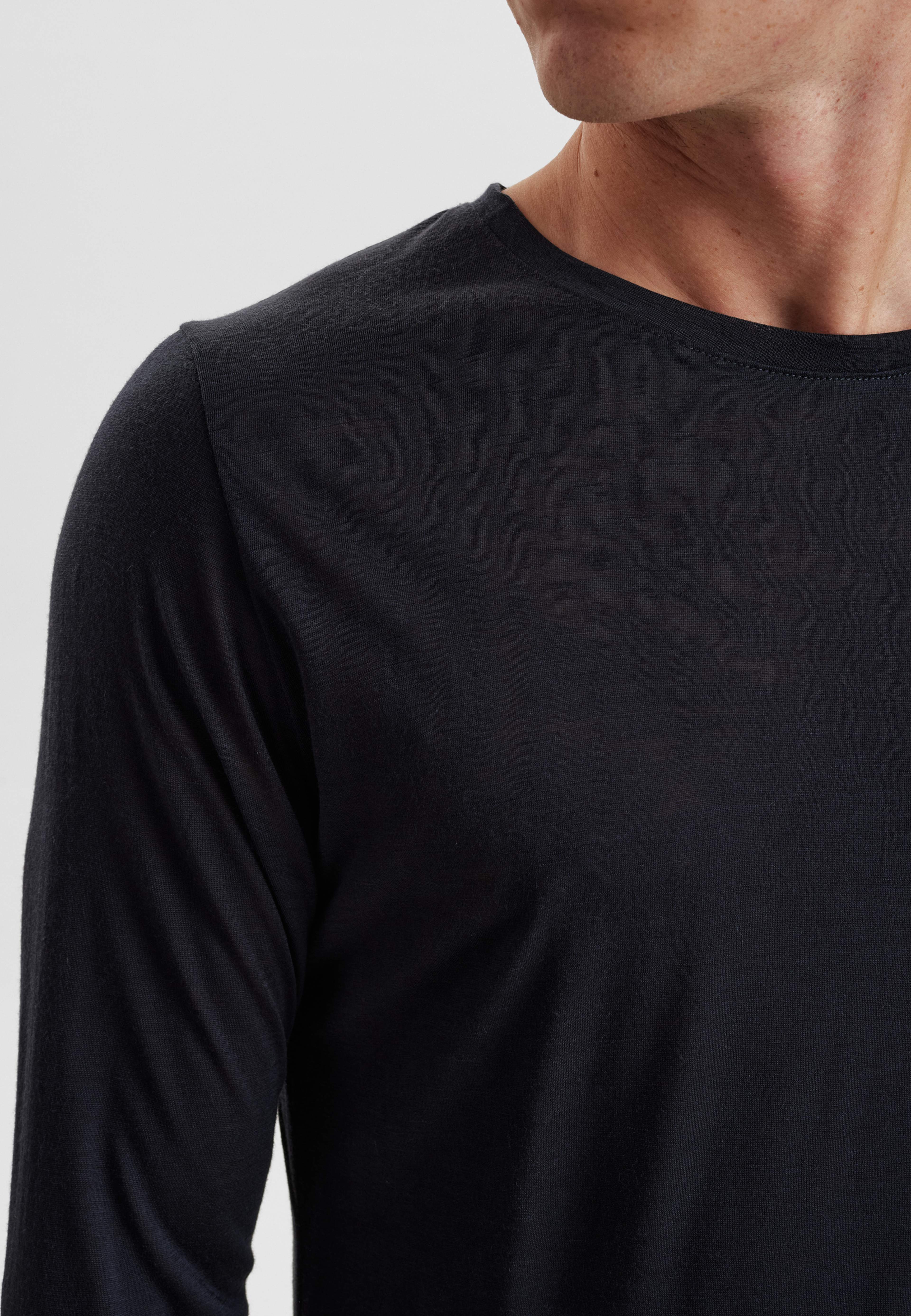 Ekologisk Ull, Langermet T-shirt, Navy