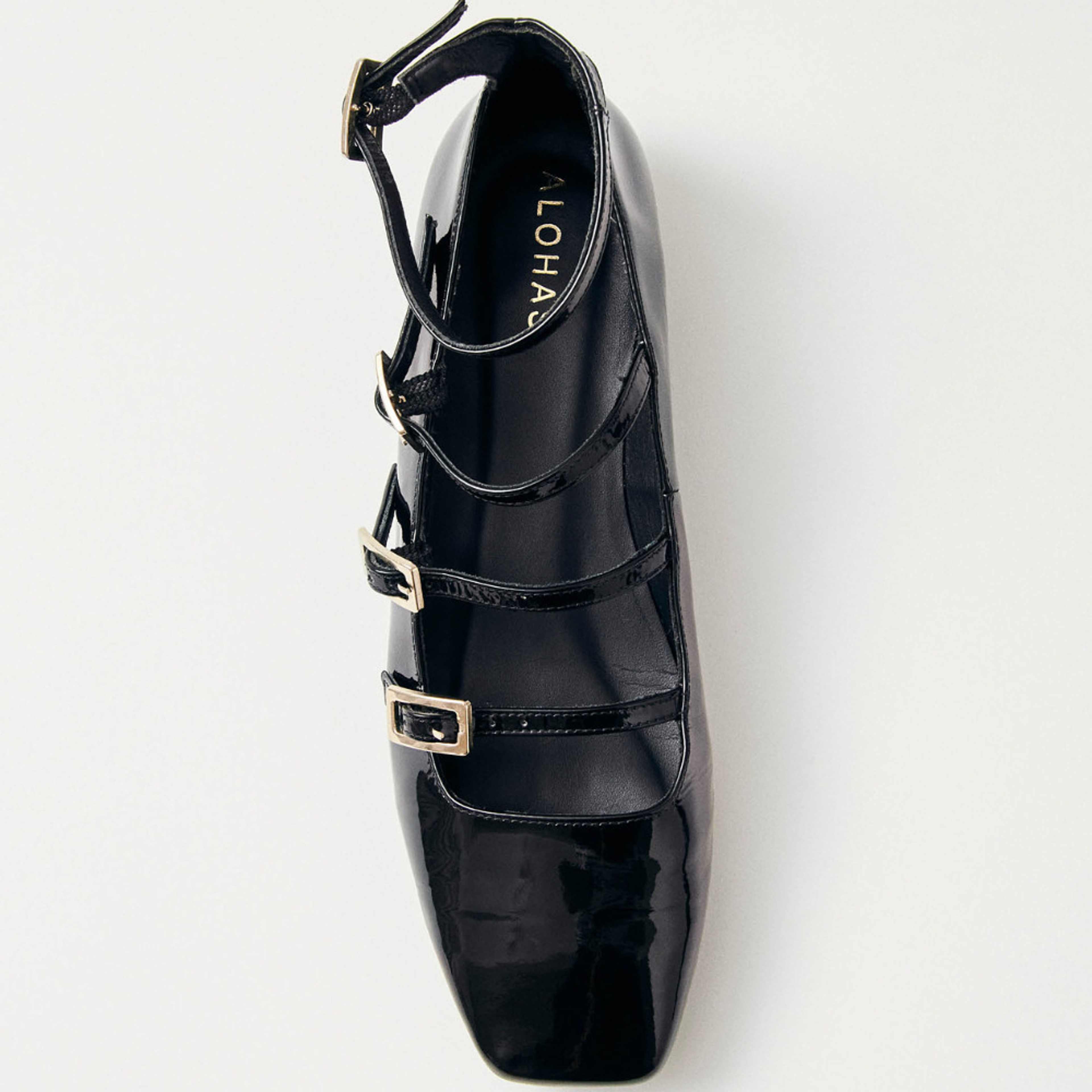 Luke Onix Black Leather Ballet Flats