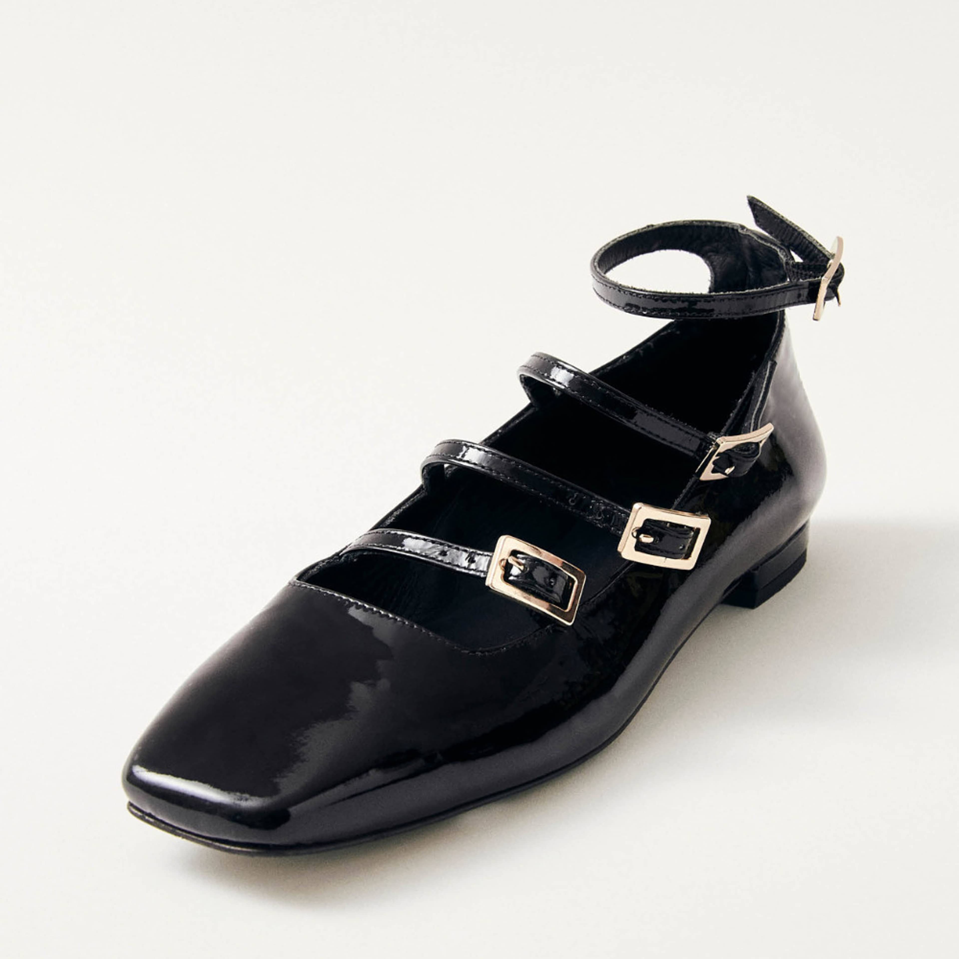 Luke Onix Black Leather Ballet Flats