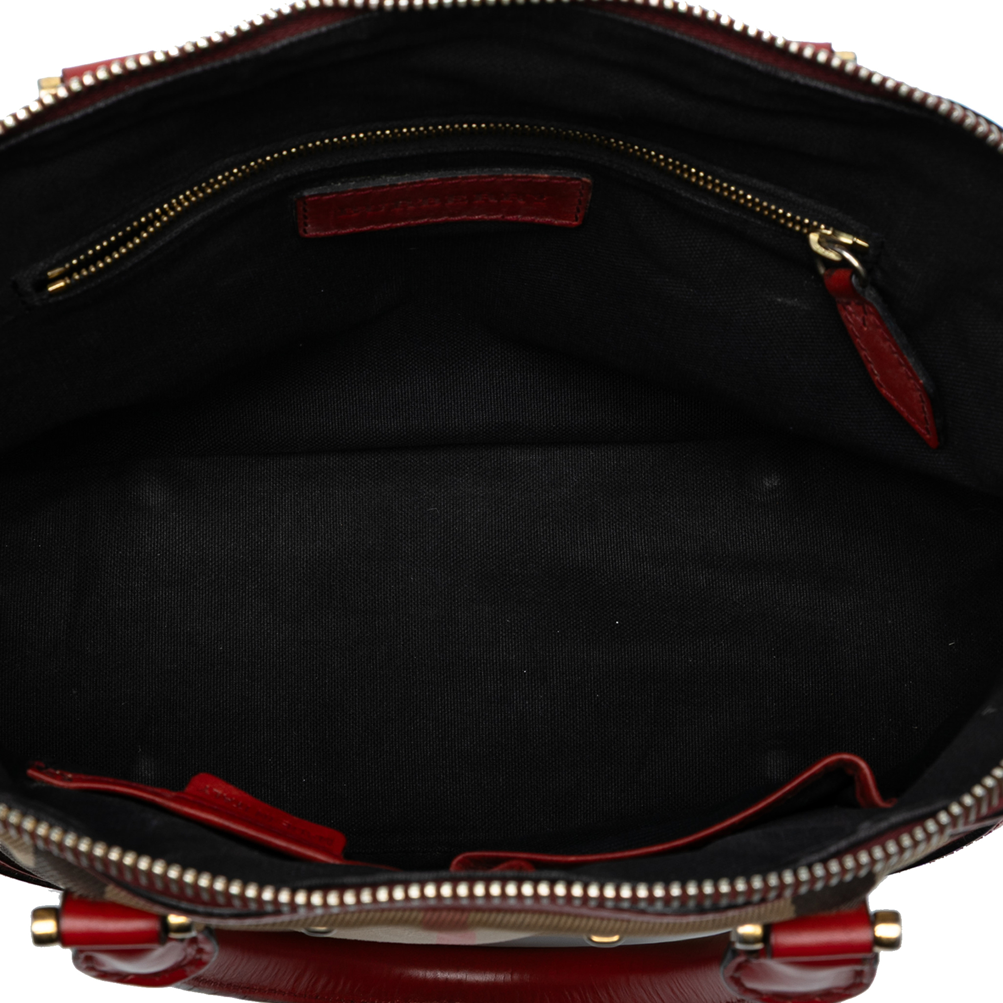 Burberry Small Leather Trimmed House Check Canvas Bridle Orchard Satchel, från Luxclusif, i färgen light brown. Klicka för att öppna bilden i stort format