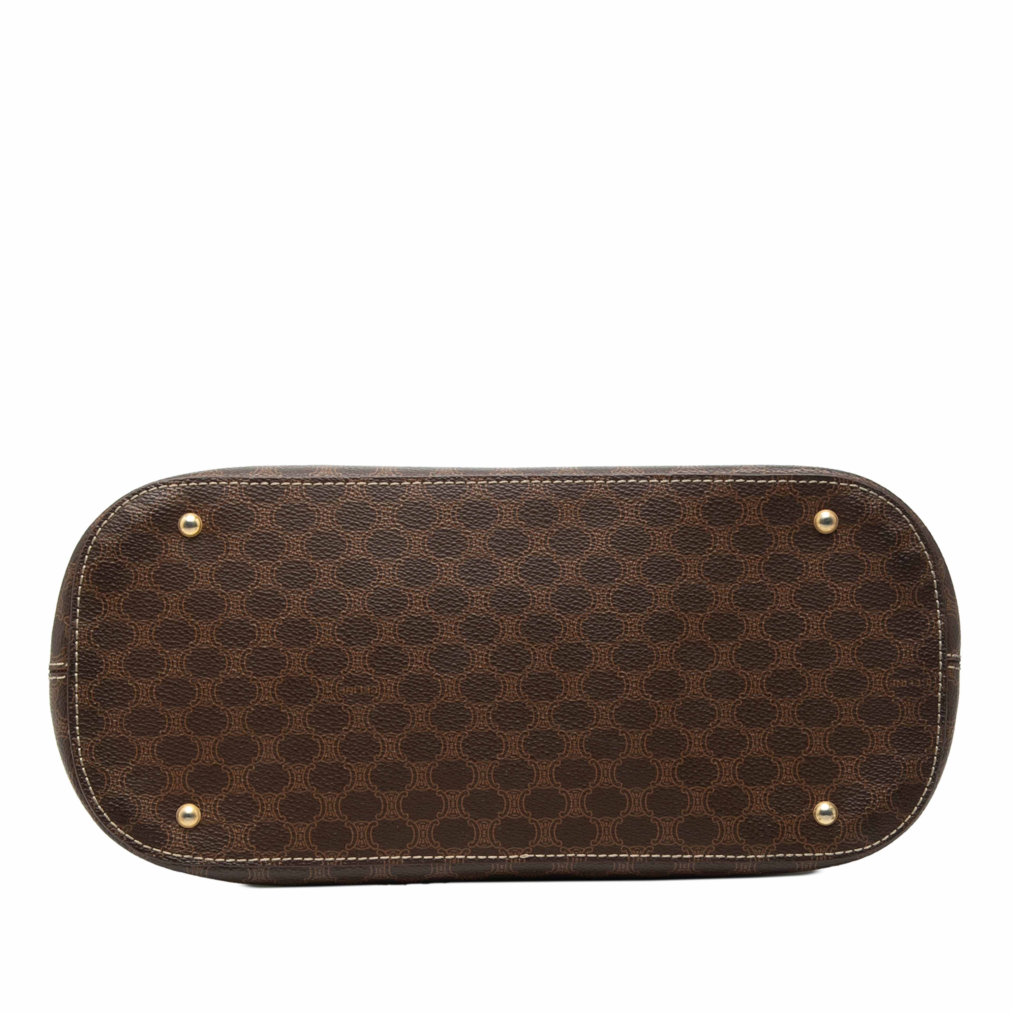 Celine Macadam Coated Canvas Dome Handbag, från Luxclusif, i färgen brown. Klicka för att öppna bilden i stort format