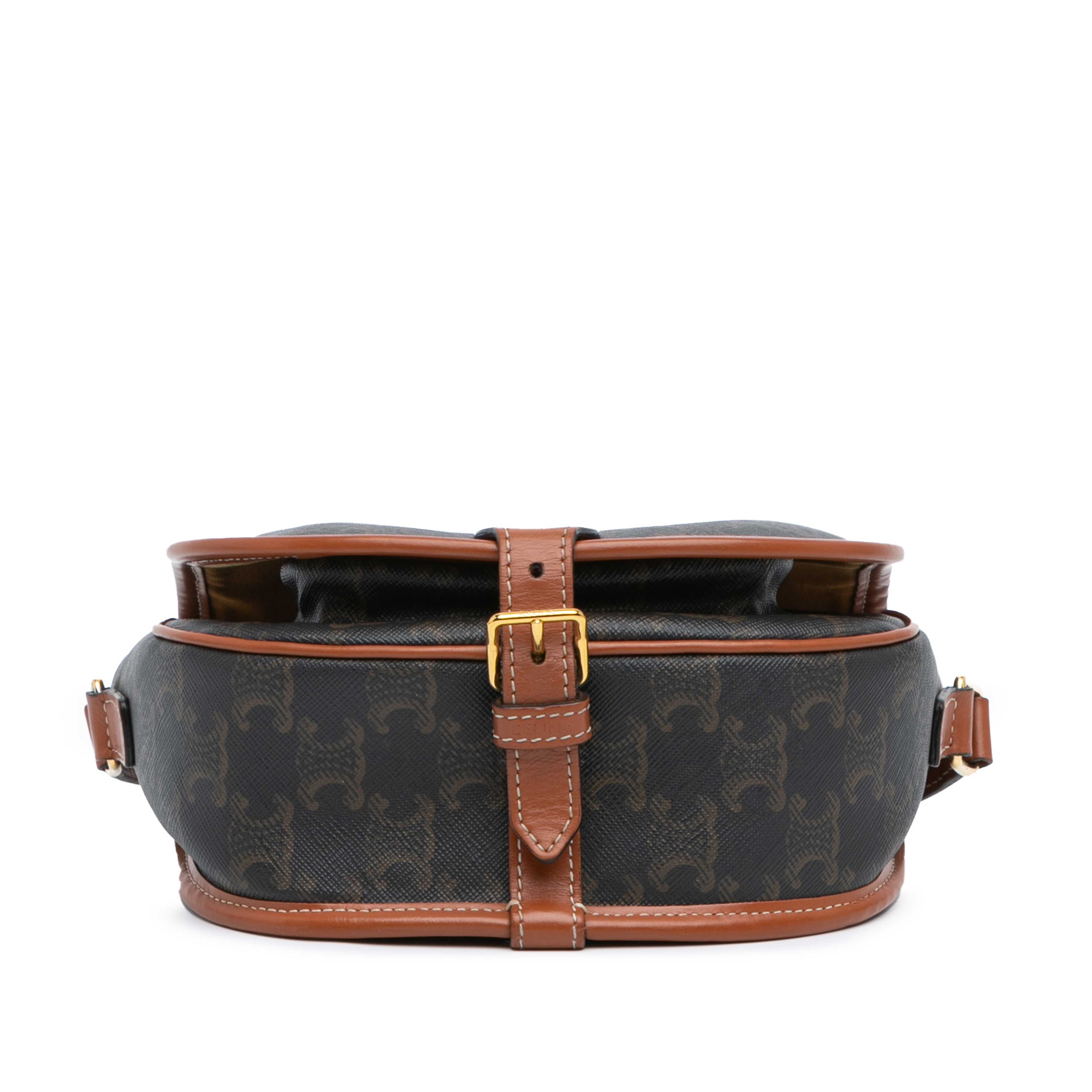 Celine Medium Triomphe Coated Canvas Folco Crossbody