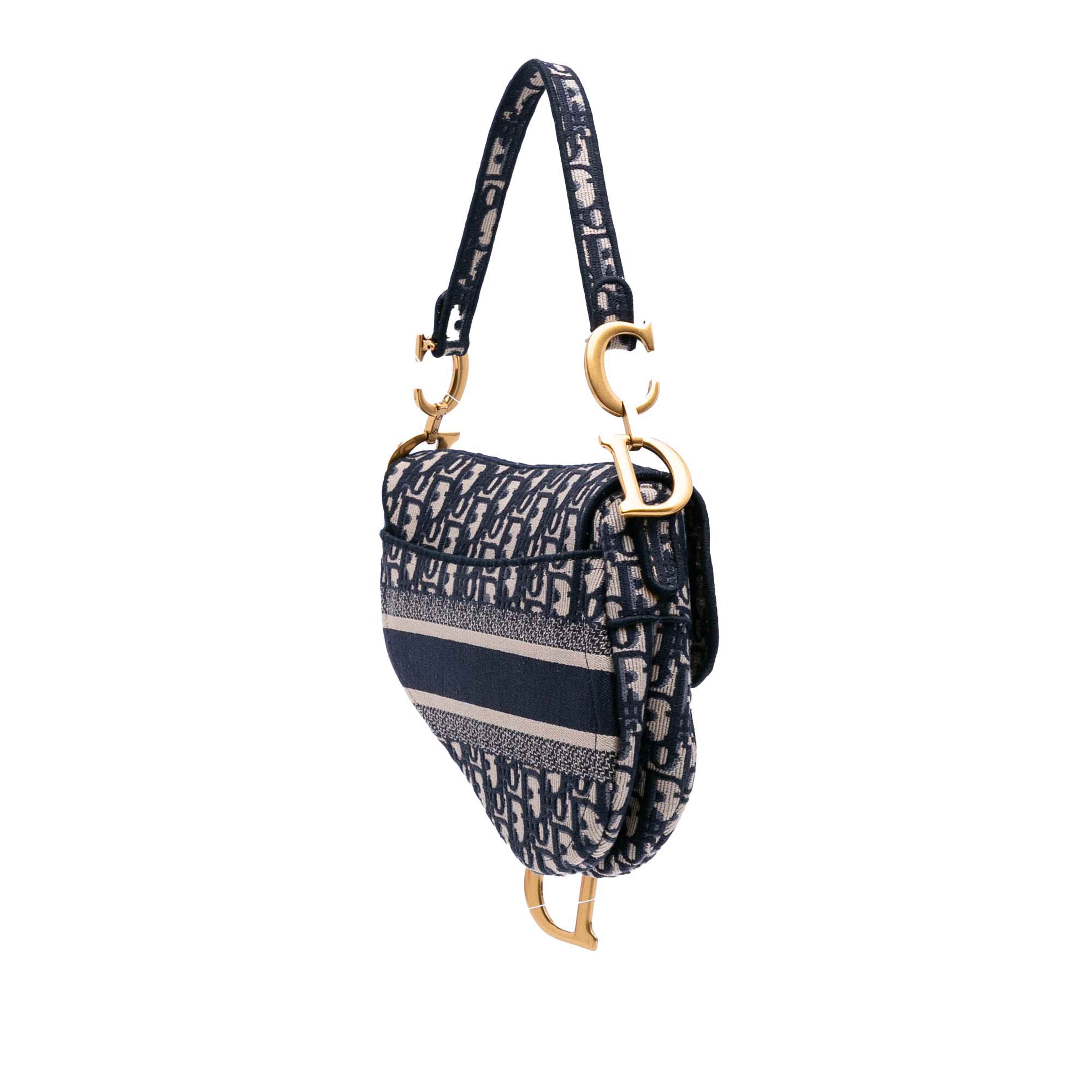 Dior Oblique Embroidered Canvas Saddle Bag