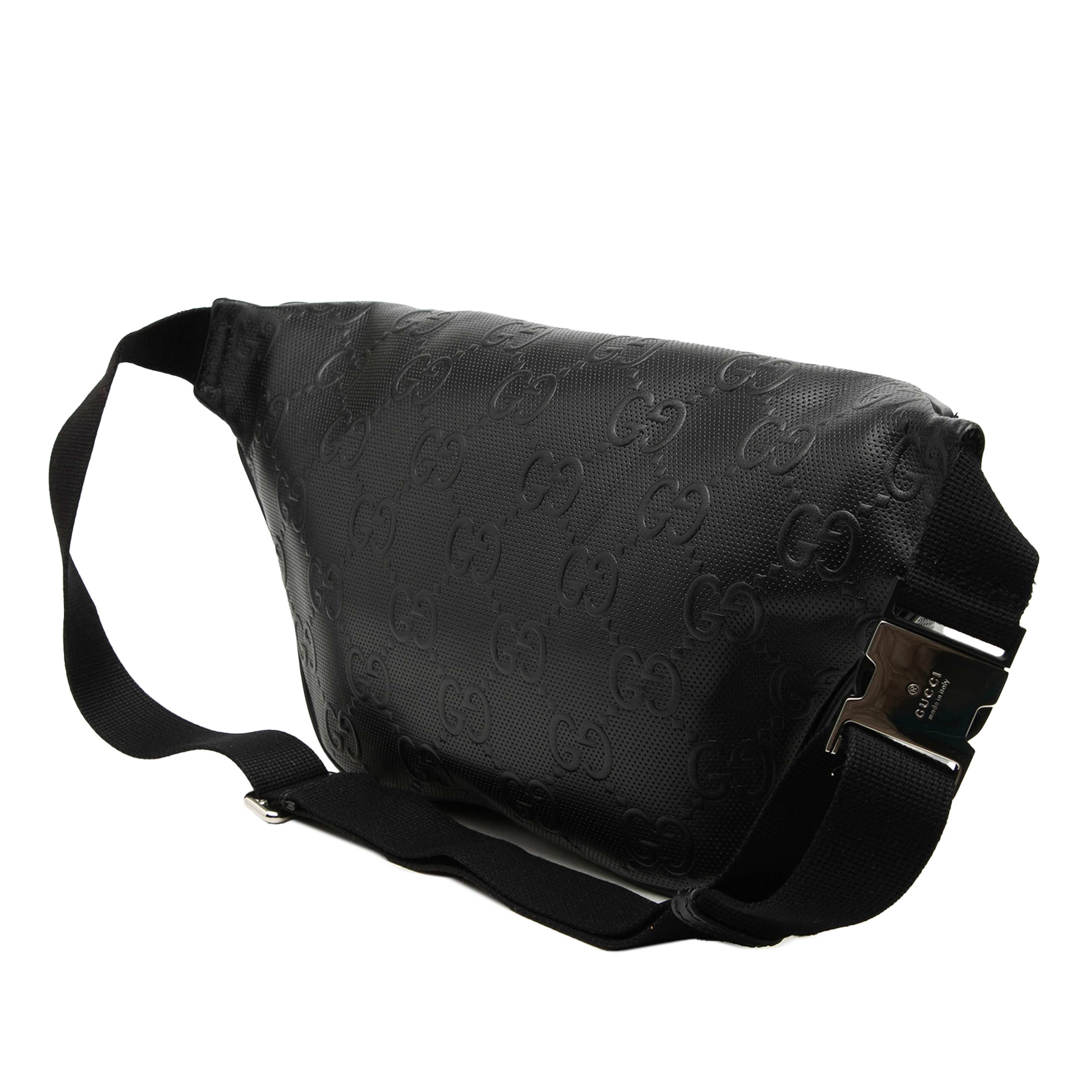 Gucci Gg Embossed Perforated Leather Pocket Belt Bag, från Luxclusif, i färgen black. Klicka för att öppna bilden i stort format