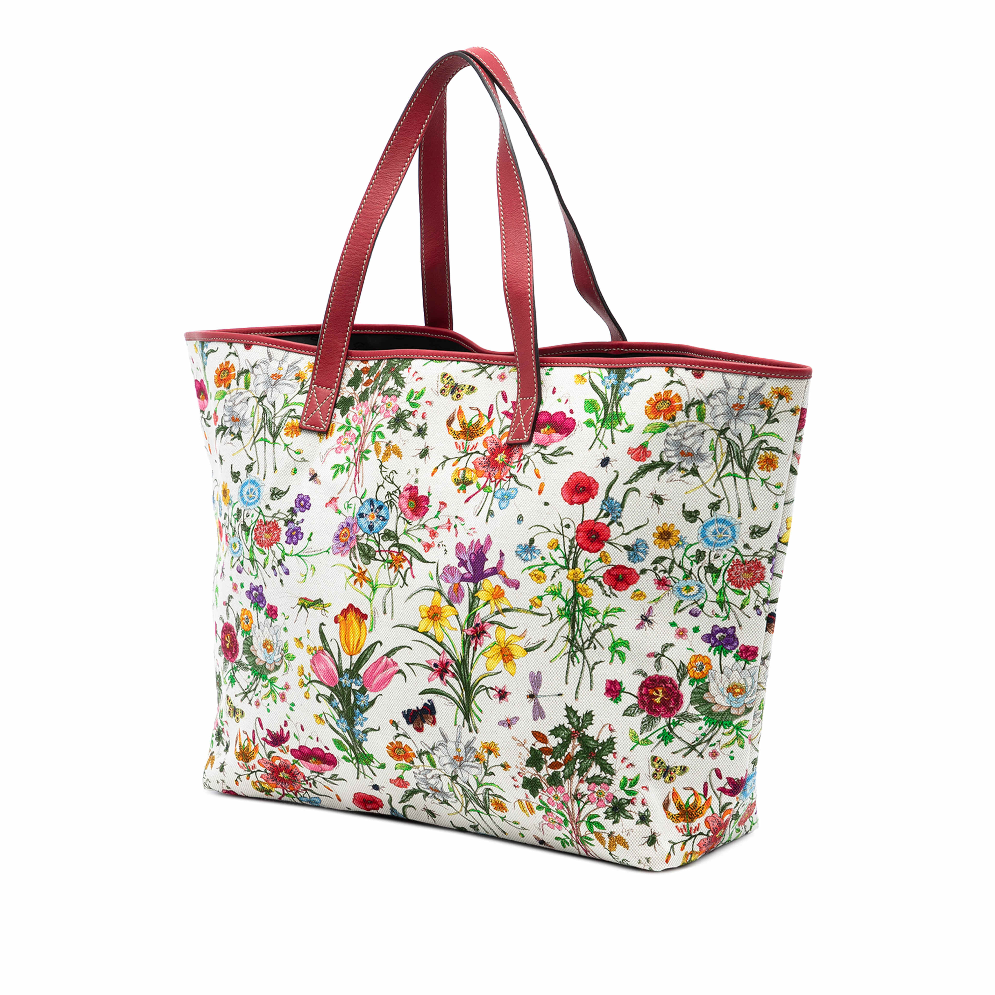 Gucci Canvas Flora Tote, från Luxclusif, i färgen white. Klicka för att öppna bilden i stort format
