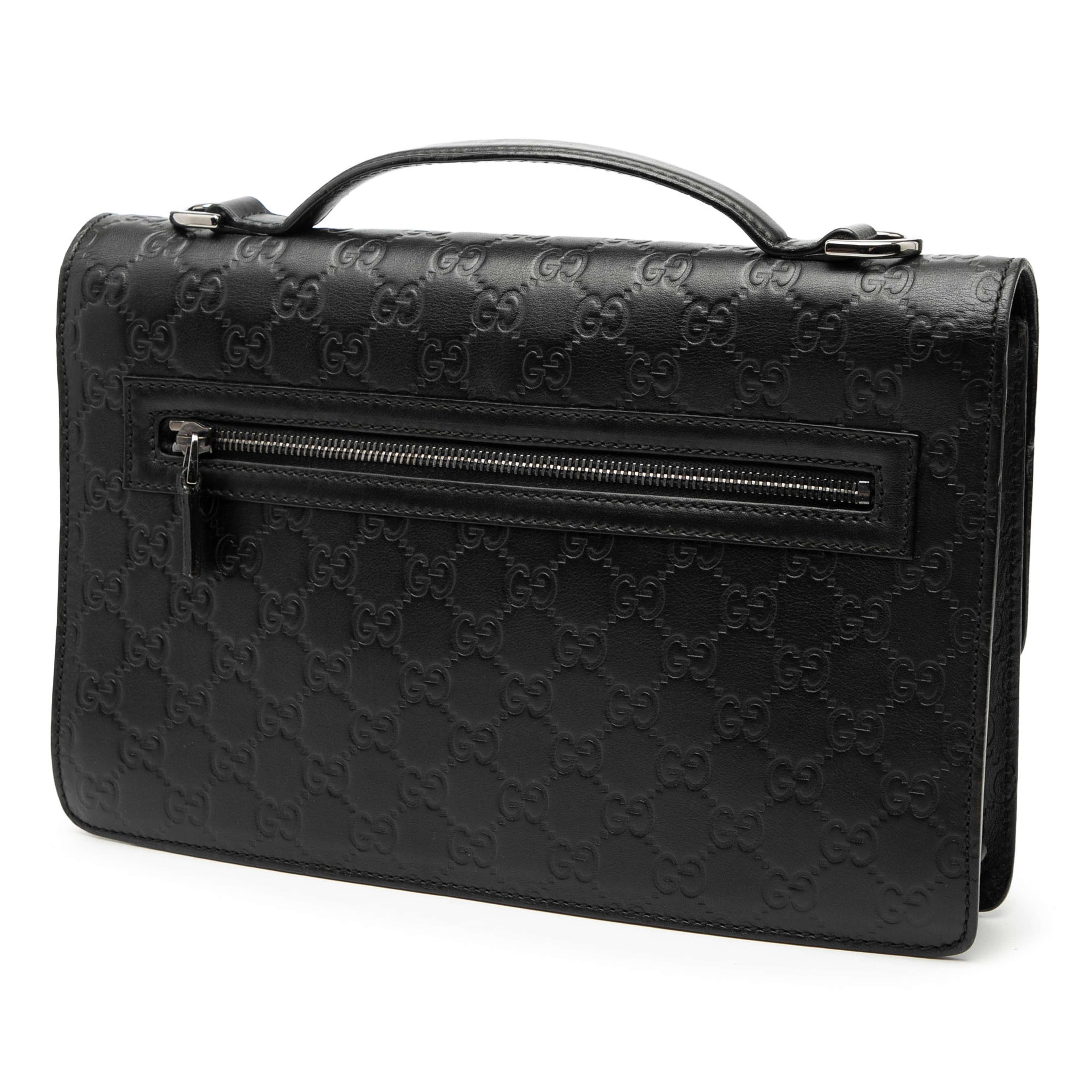 Gucci Guccissima Satchel, från Luxclusif, i färgen black. Klicka för att öppna bilden i stort format