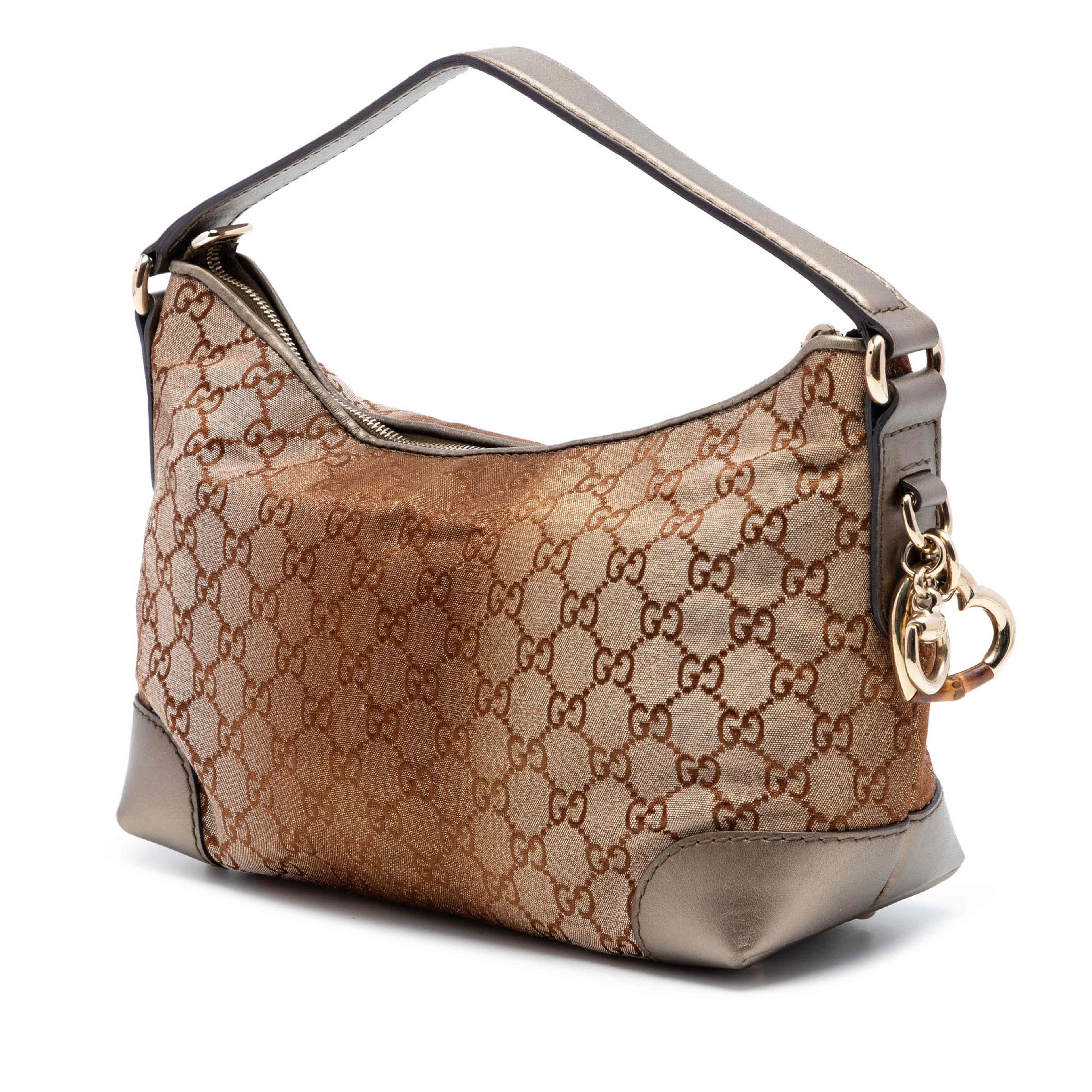 Gucci Gg Lurex Heart Bit Handbag, från Luxclusif, i färgen bronze. Klicka för att öppna bilden i stort format