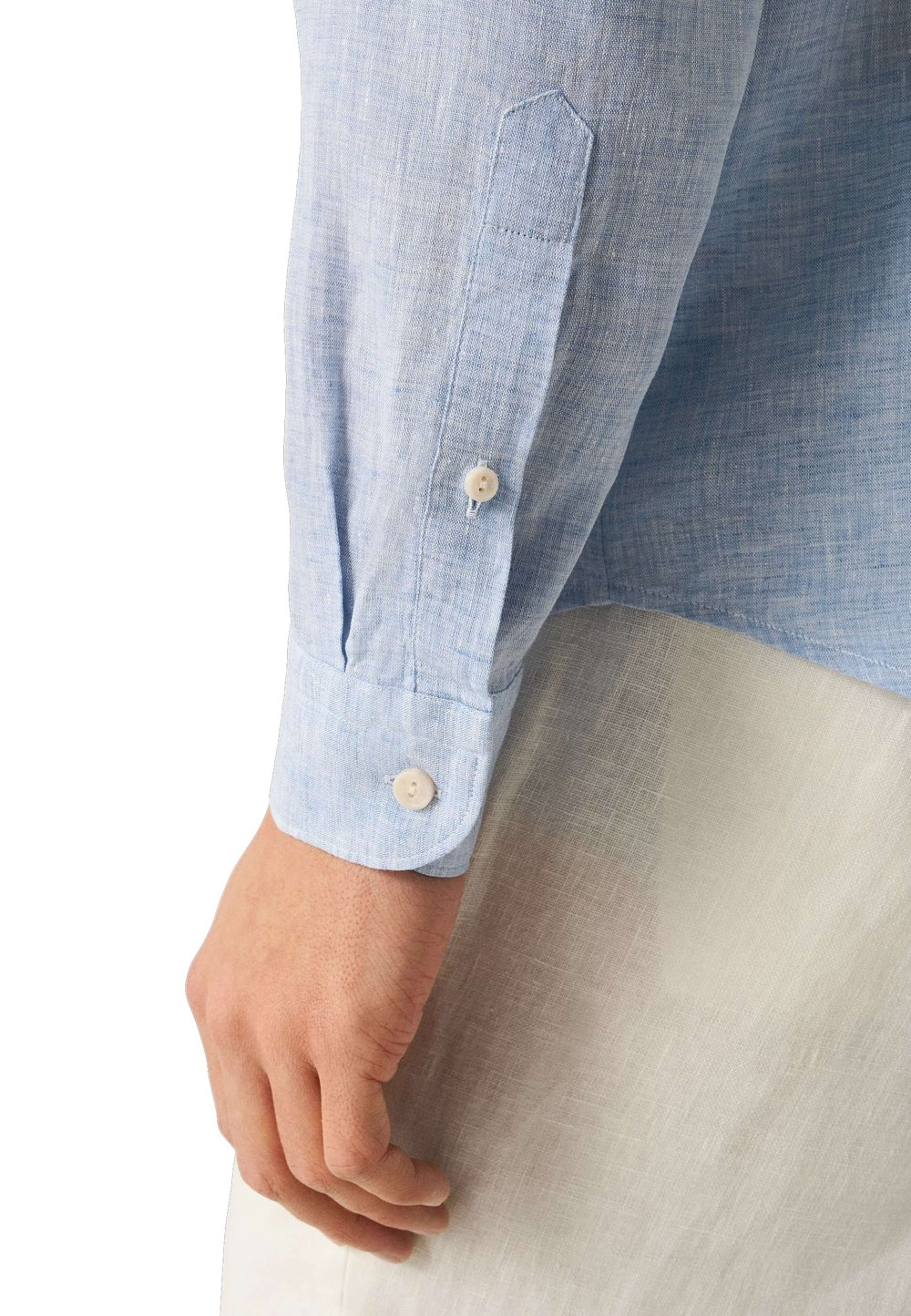 Enfärgad Linneskjorta Casual Fit, från Eton, i färgen light blue. Klicka för att öppna bilden i stort format