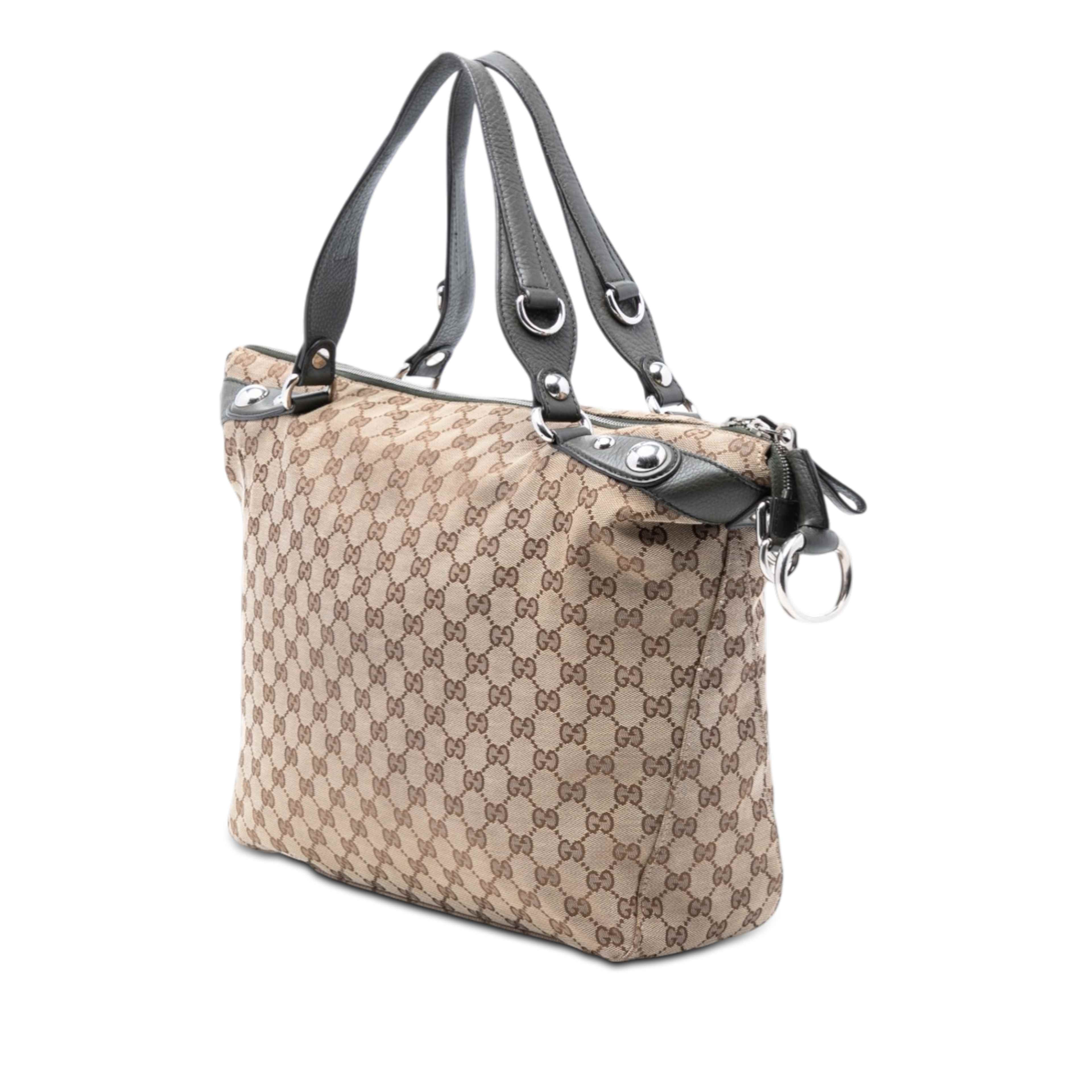 Gucci Large Gg Canvas Icon Bit Satchel, från Luxclusif, i färgen beige. Klicka för att öppna bilden i stort format