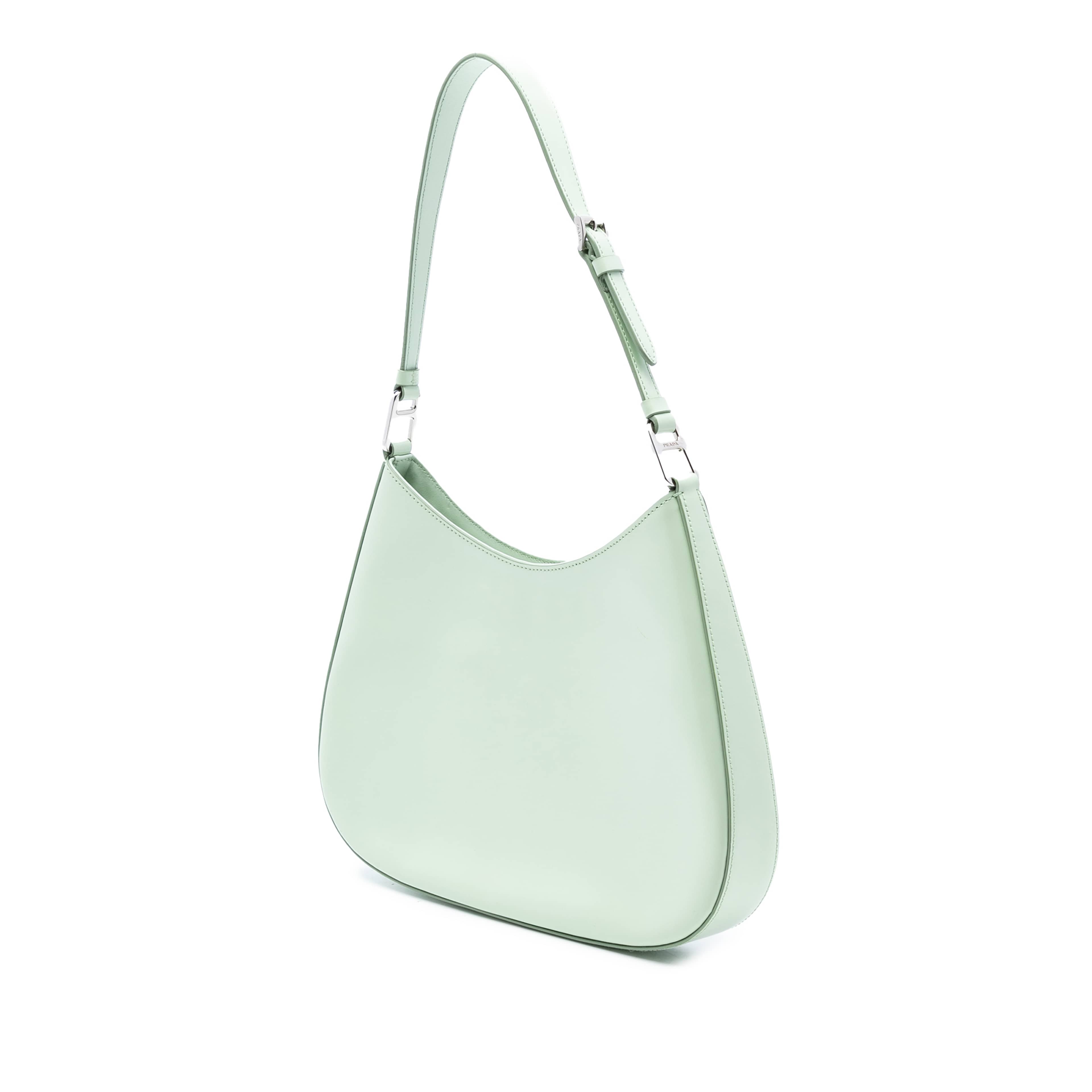 Prada Spazzolato Cleo Shoulder Bag, från Luxclusif, i färgen mint. Klicka för att öppna bilden i stort format