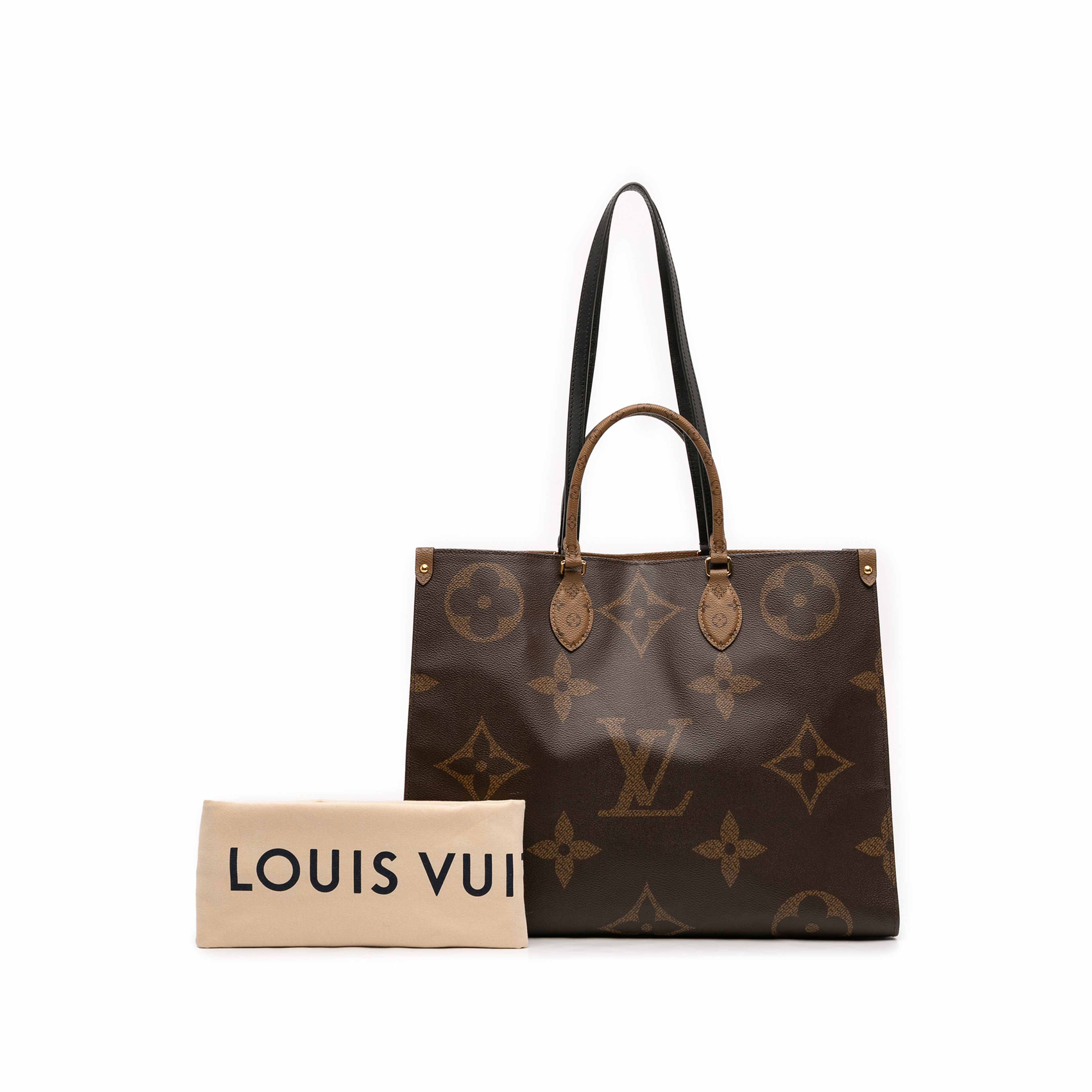 Louis Vuitton Monogram Reverse Giant Onthego Gm, från Luxclusif, i färgen brun. Klicka för att öppna bilden i stort format