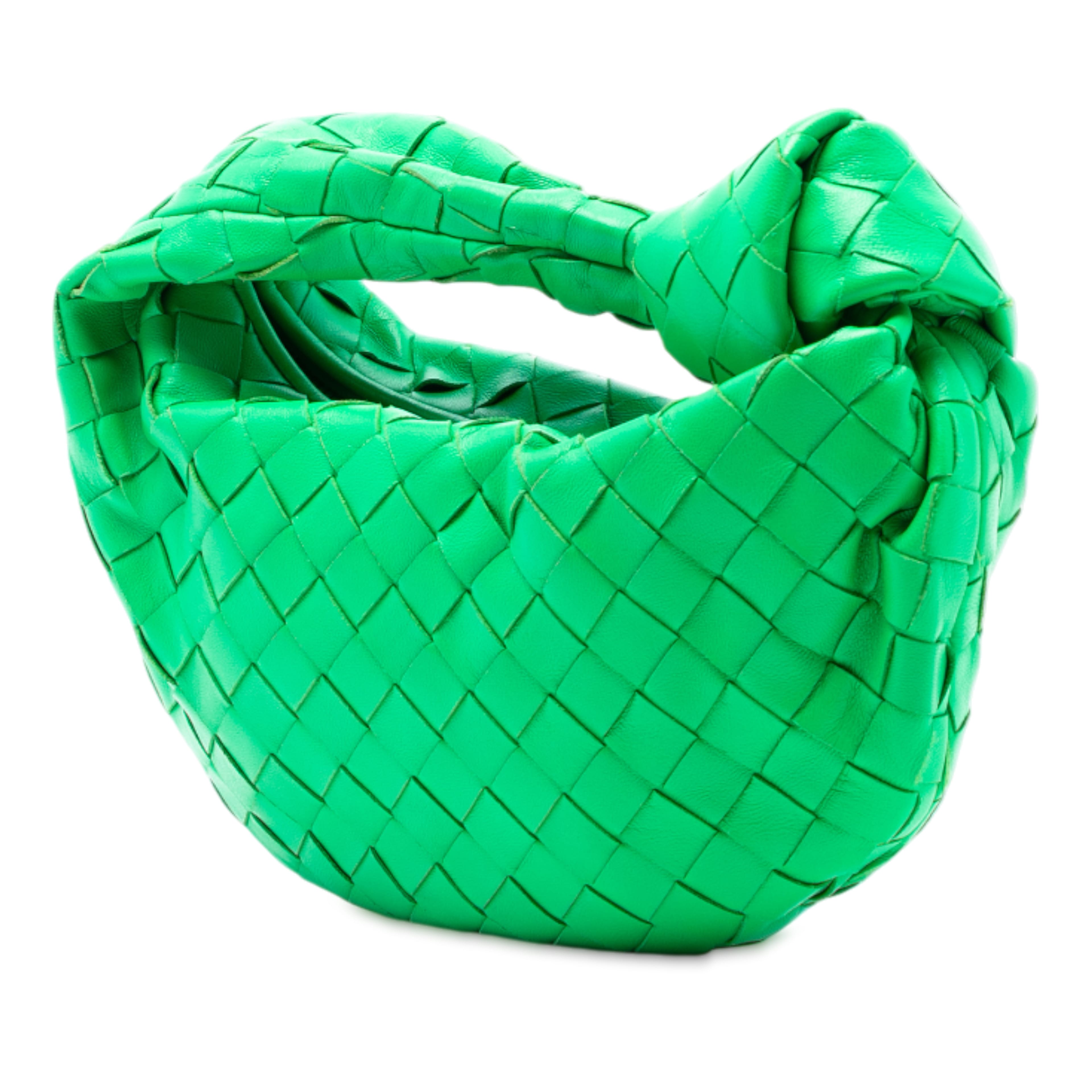 Bottega Veneta Mini Nappa Intrecciato Jodie, från Luxclusif, i färgen green. Klicka för att öppna bilden i stort format