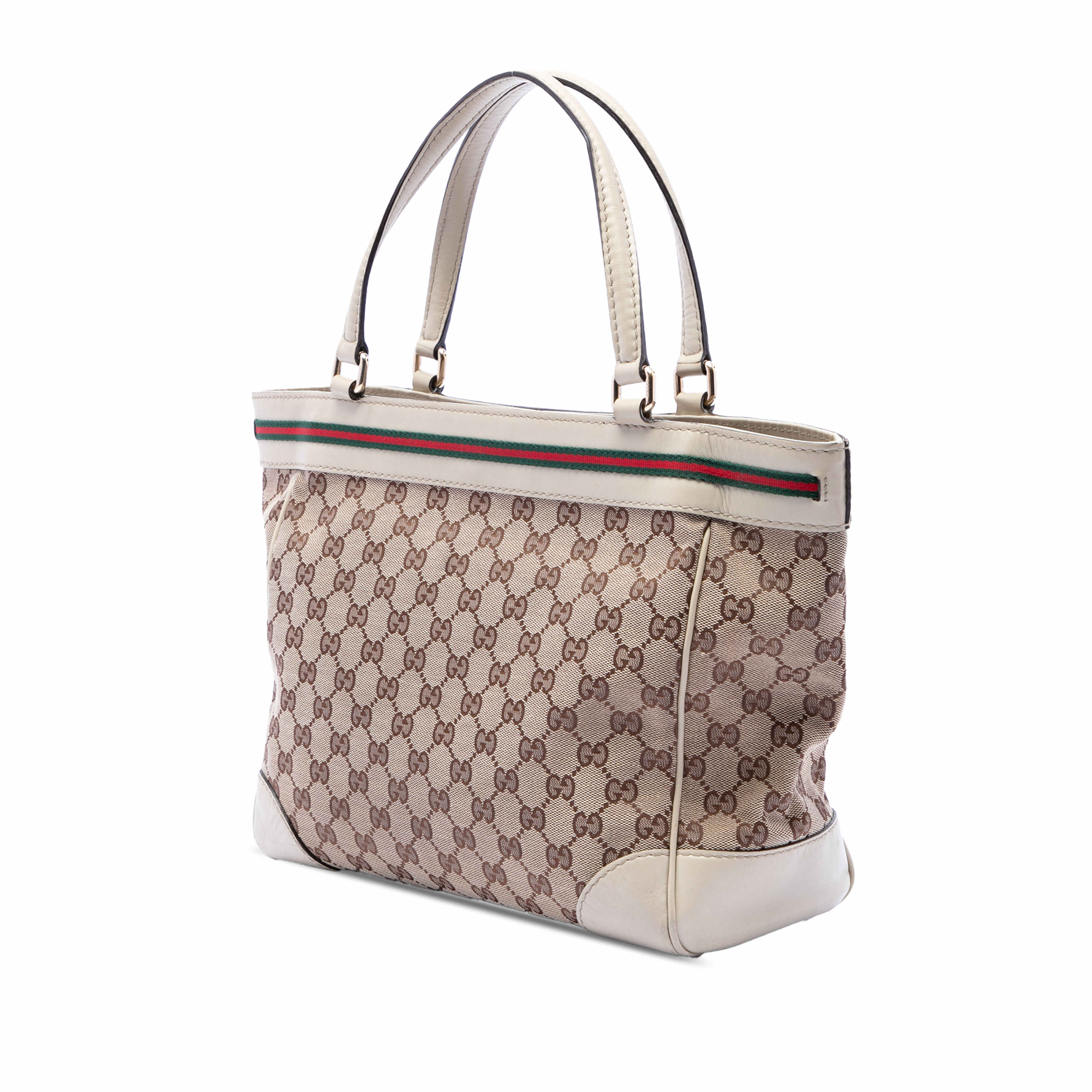 Gucci Gg Canvas Web Mayfair Tote, från Luxclusif, i färgen vit. Klicka för att öppna bilden i stort format