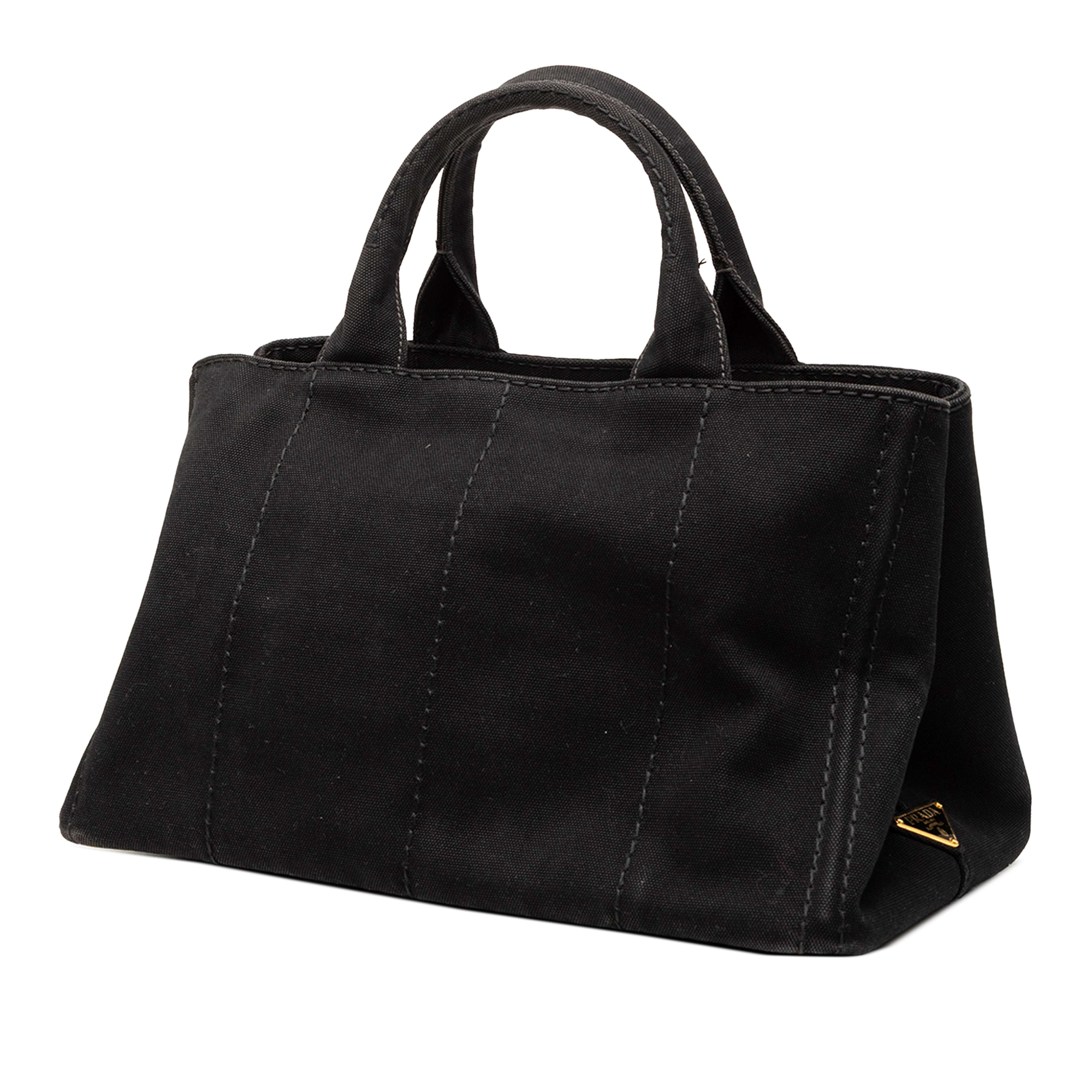 Prada Canvas Canapa Logo Tote, från Luxclusif, i färgen svart. Klicka för att öppna bilden i stort format