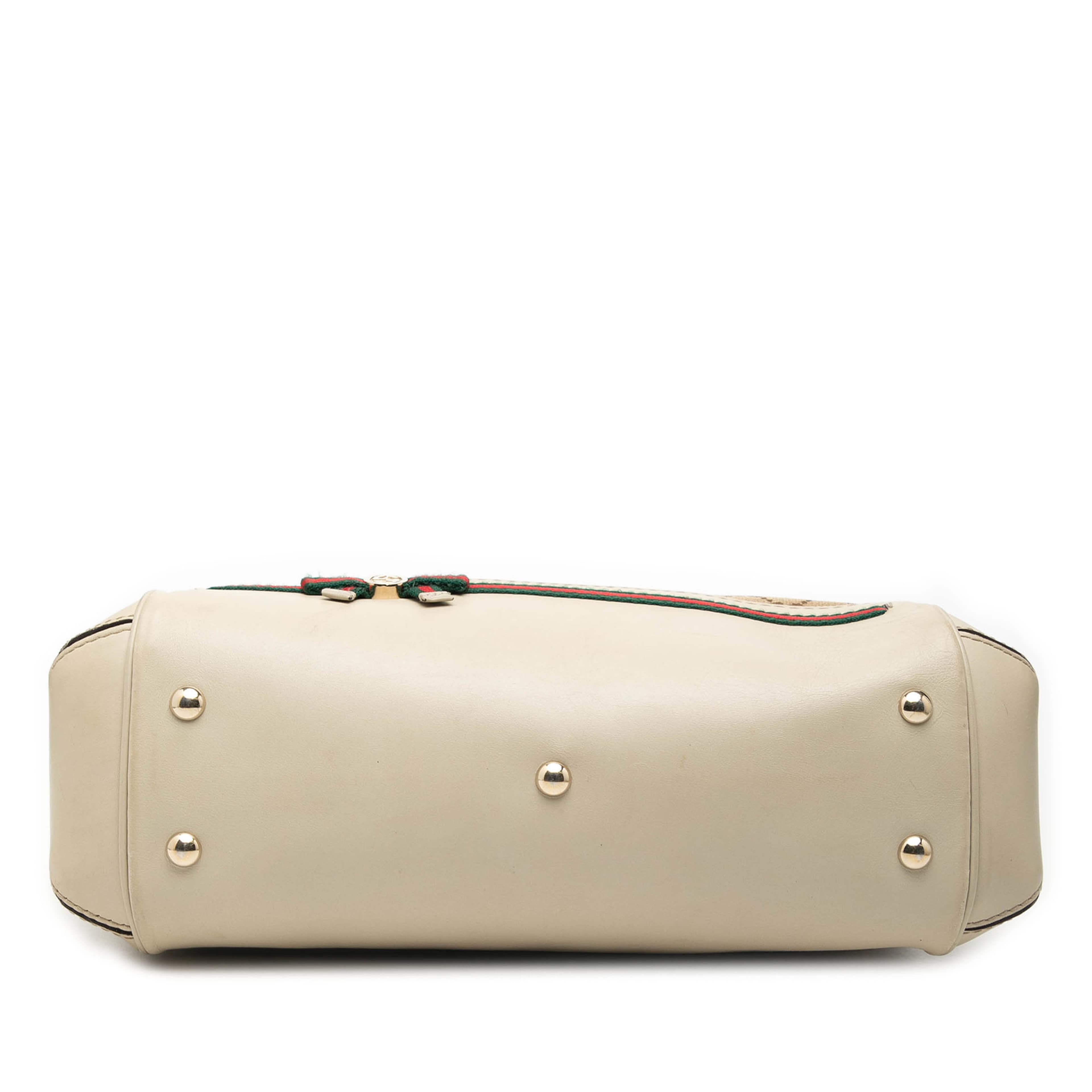 Gucci Gg Canvas Web Mayfair Satchel, från Luxclusif, i färgen beige. Klicka för att öppna bilden i stort format