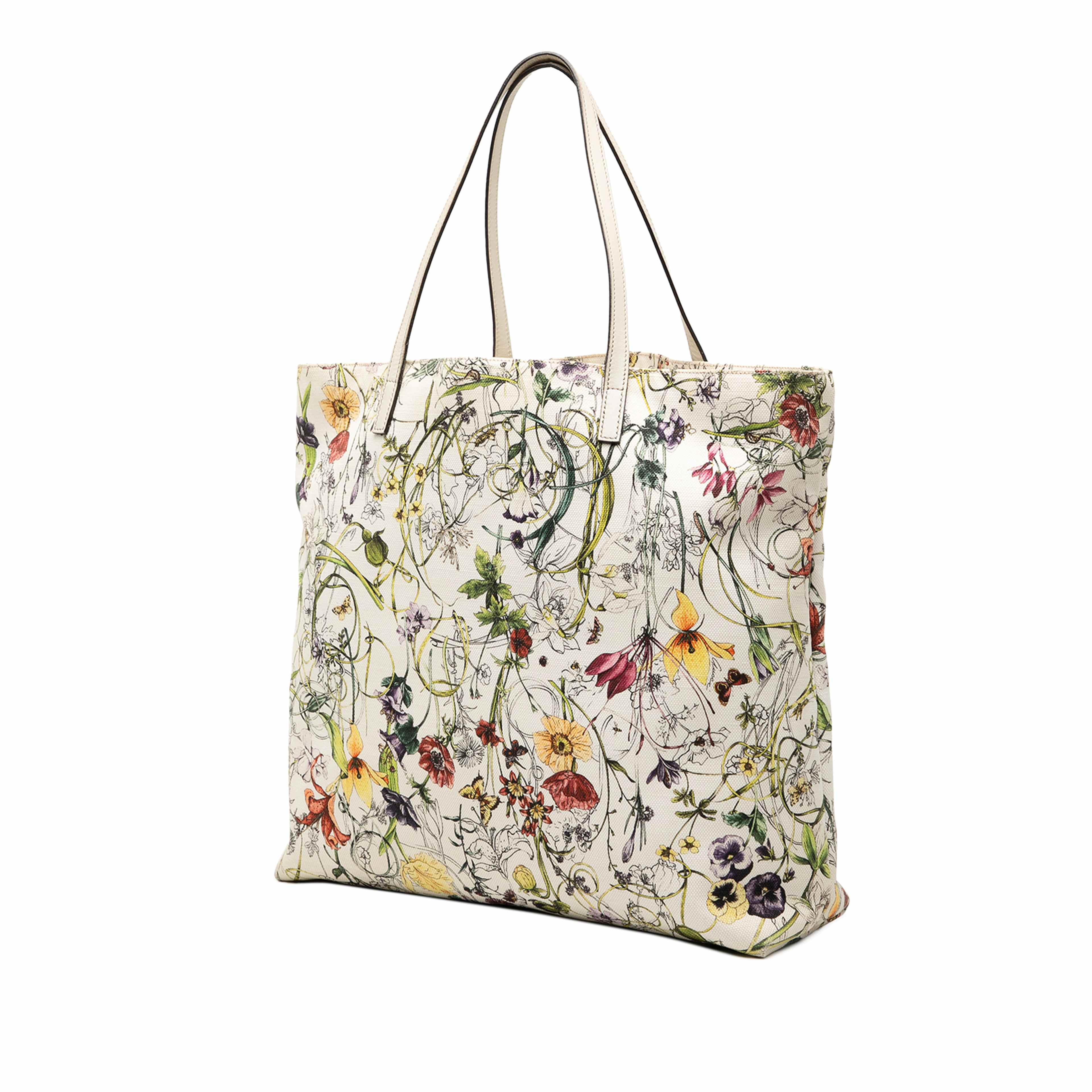 Gucci Canvas Flora Tote, från Luxclusif, i färgen white. Klicka för att öppna bilden i stort format