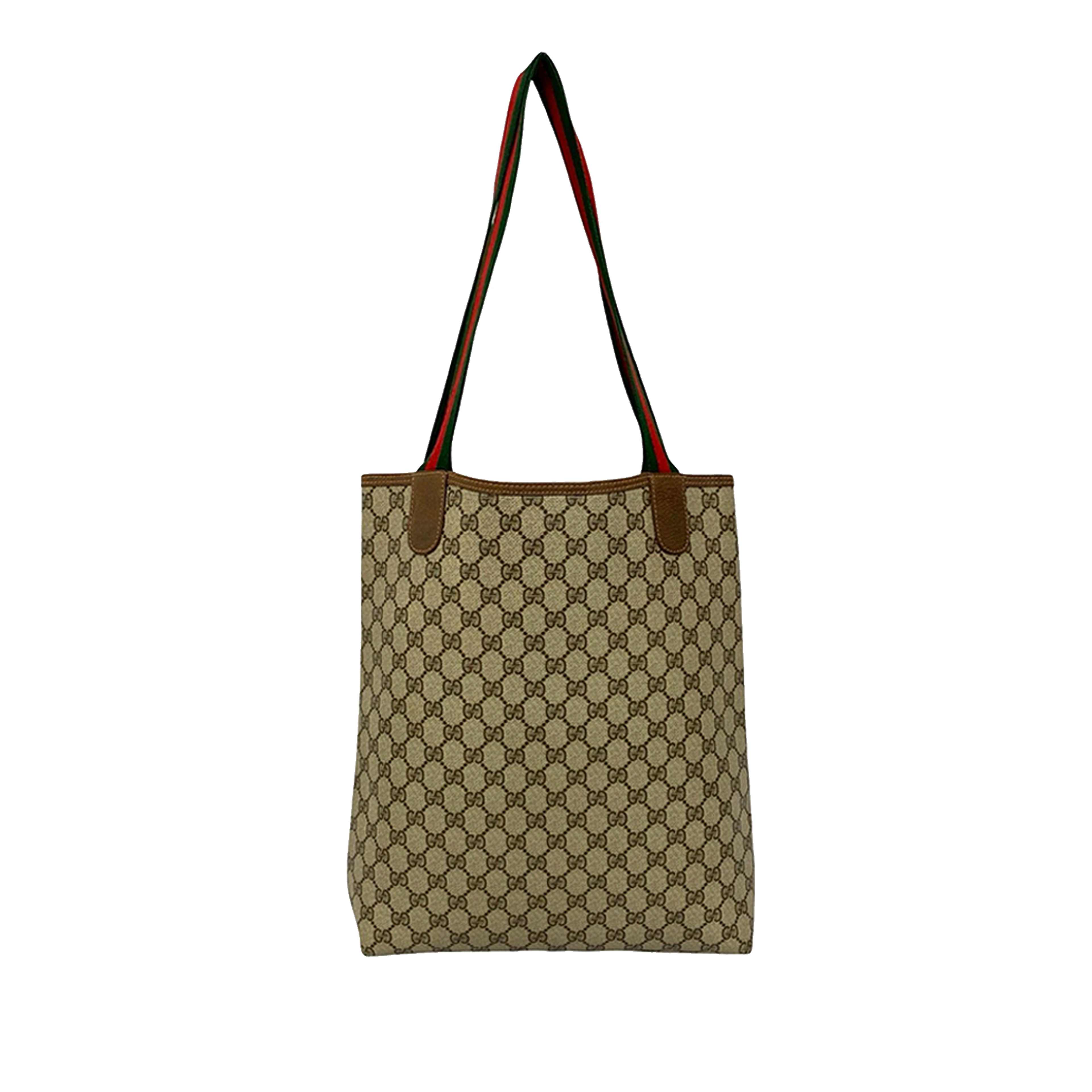 Gucci Gg Supreme Web Tote, från Luxclusif, i färgen brown. Klicka för att öppna bilden i stort format