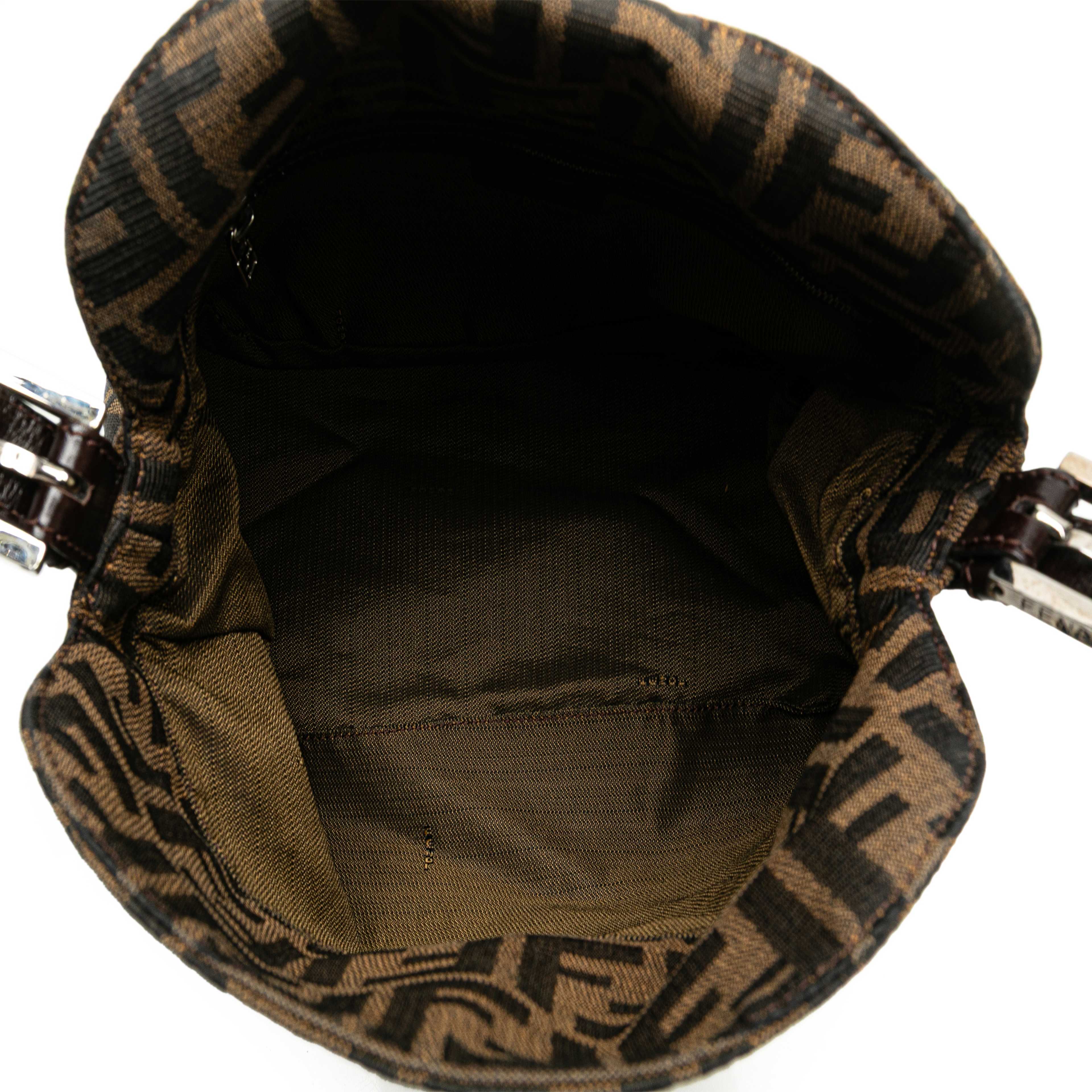 Fendi Zucca Canvas Double Flap Shoulder Bag