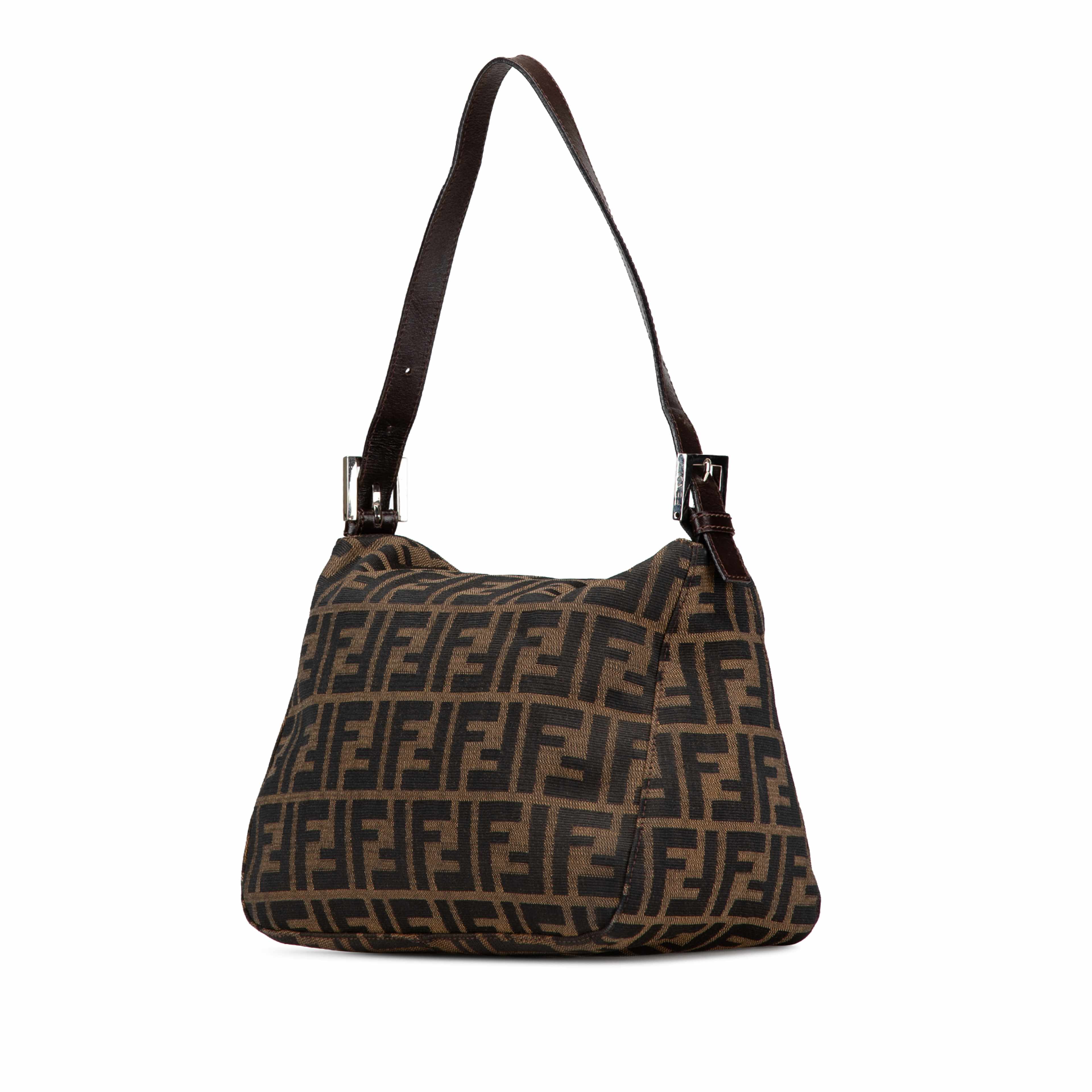 Fendi Zucca Canvas Double Flap Shoulder Bag