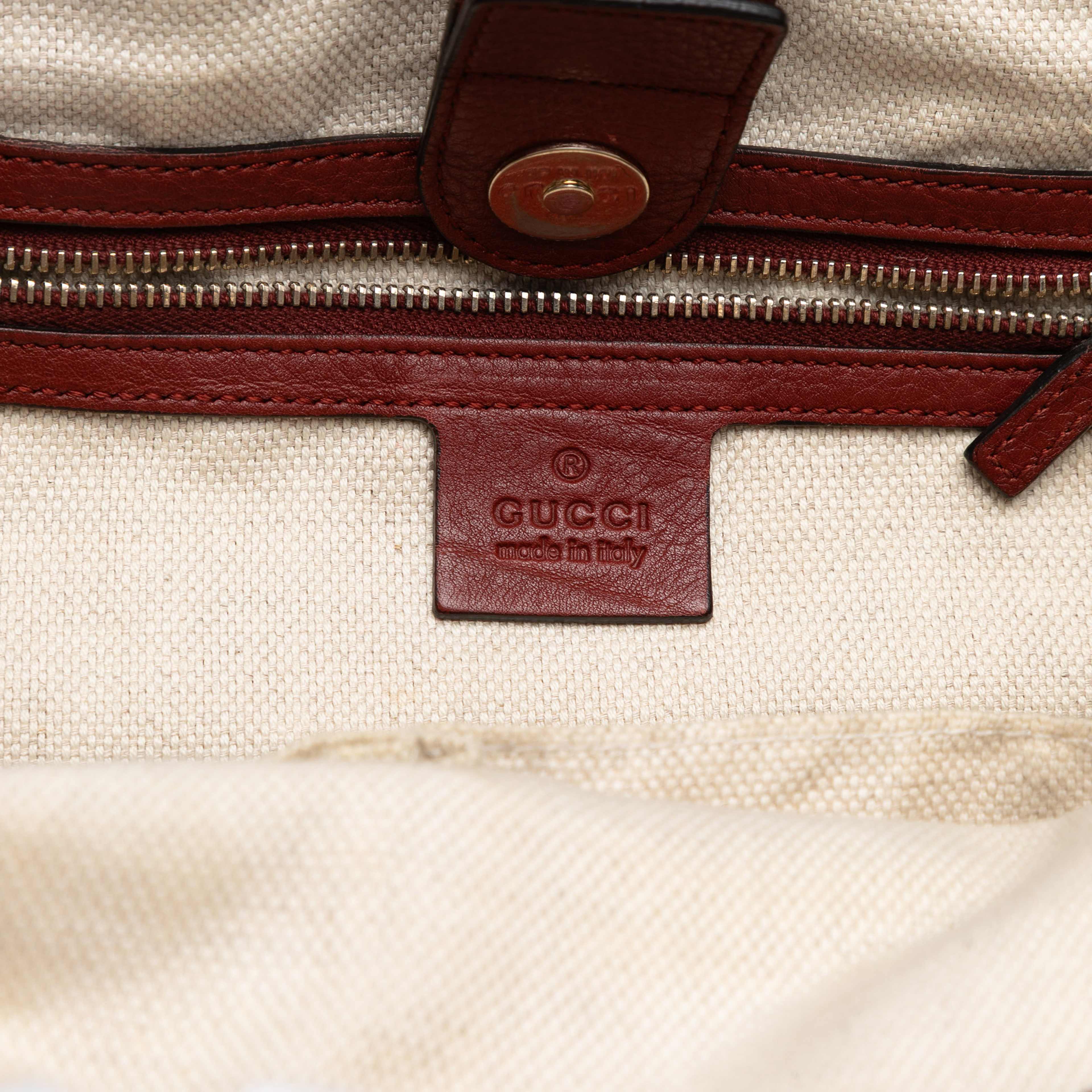 Gucci Medium Gg Canvas Web Dressage Tote, från Luxclusif, i färgen beige. Klicka för att öppna bilden i stort format