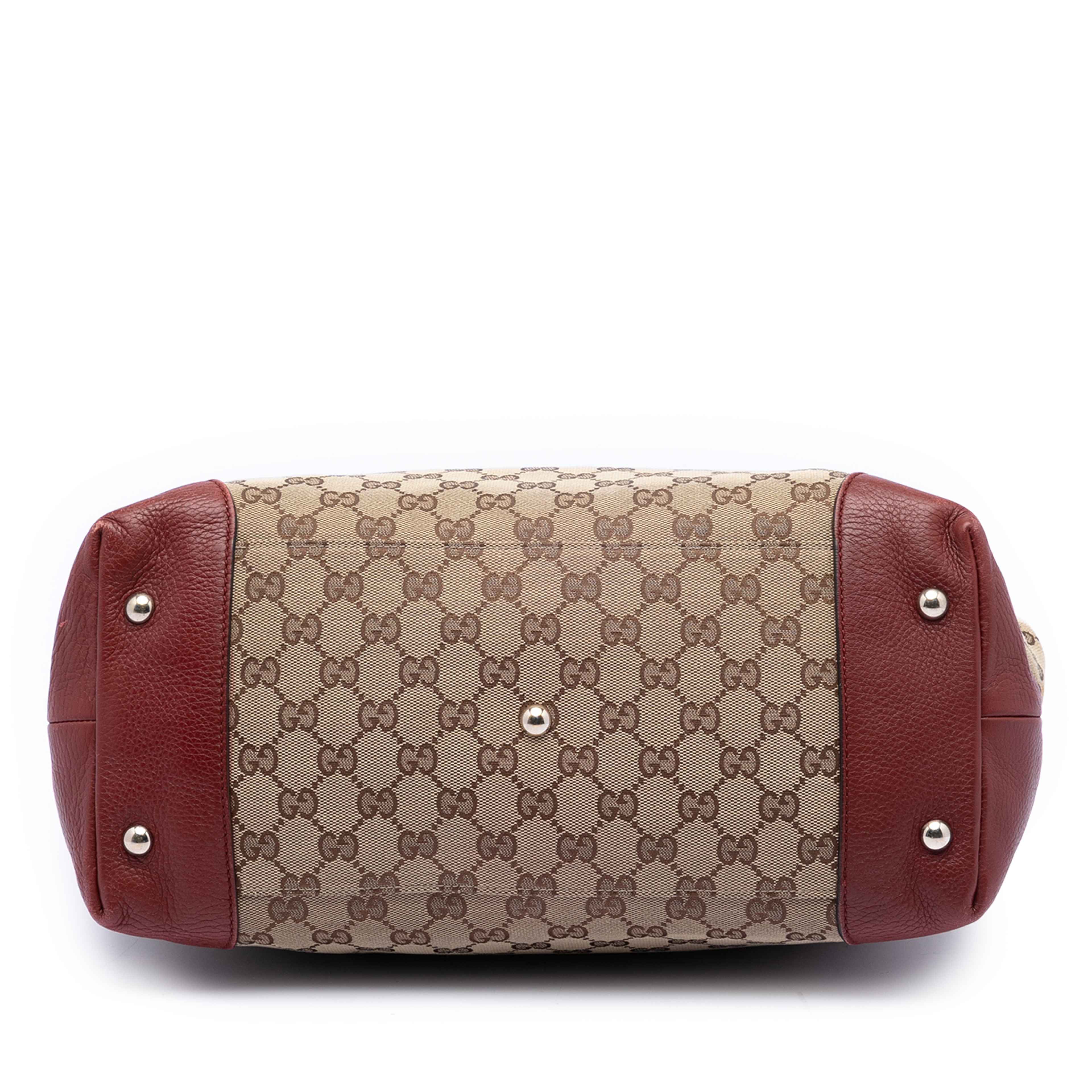 Gucci Medium Gg Canvas Web Dressage Tote, från Luxclusif, i färgen beige. Klicka för att öppna bilden i stort format