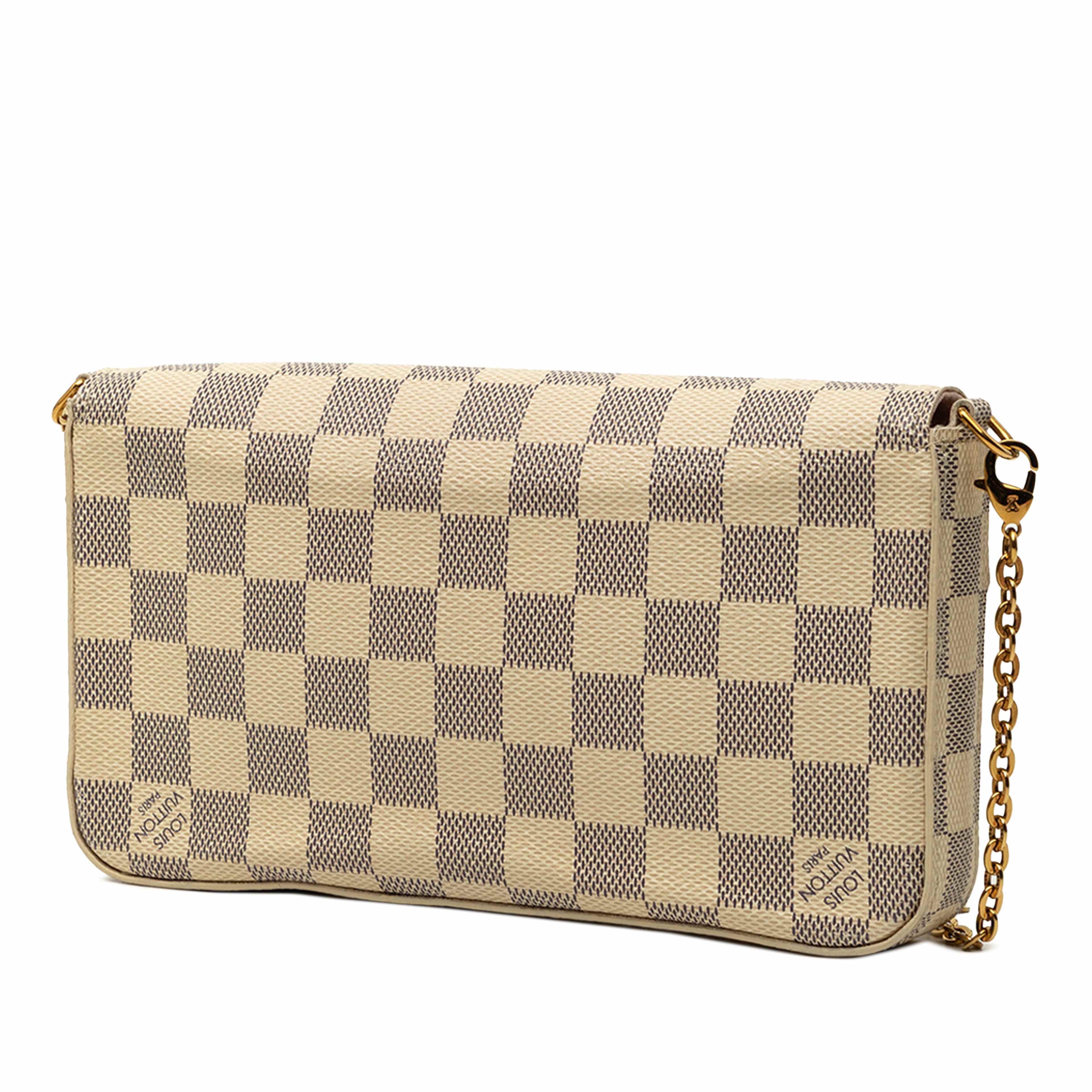 Louis Vuitton Damier Azur Pochette Felicie, från Luxclusif, i färgen vit. Klicka för att öppna bilden i stort format