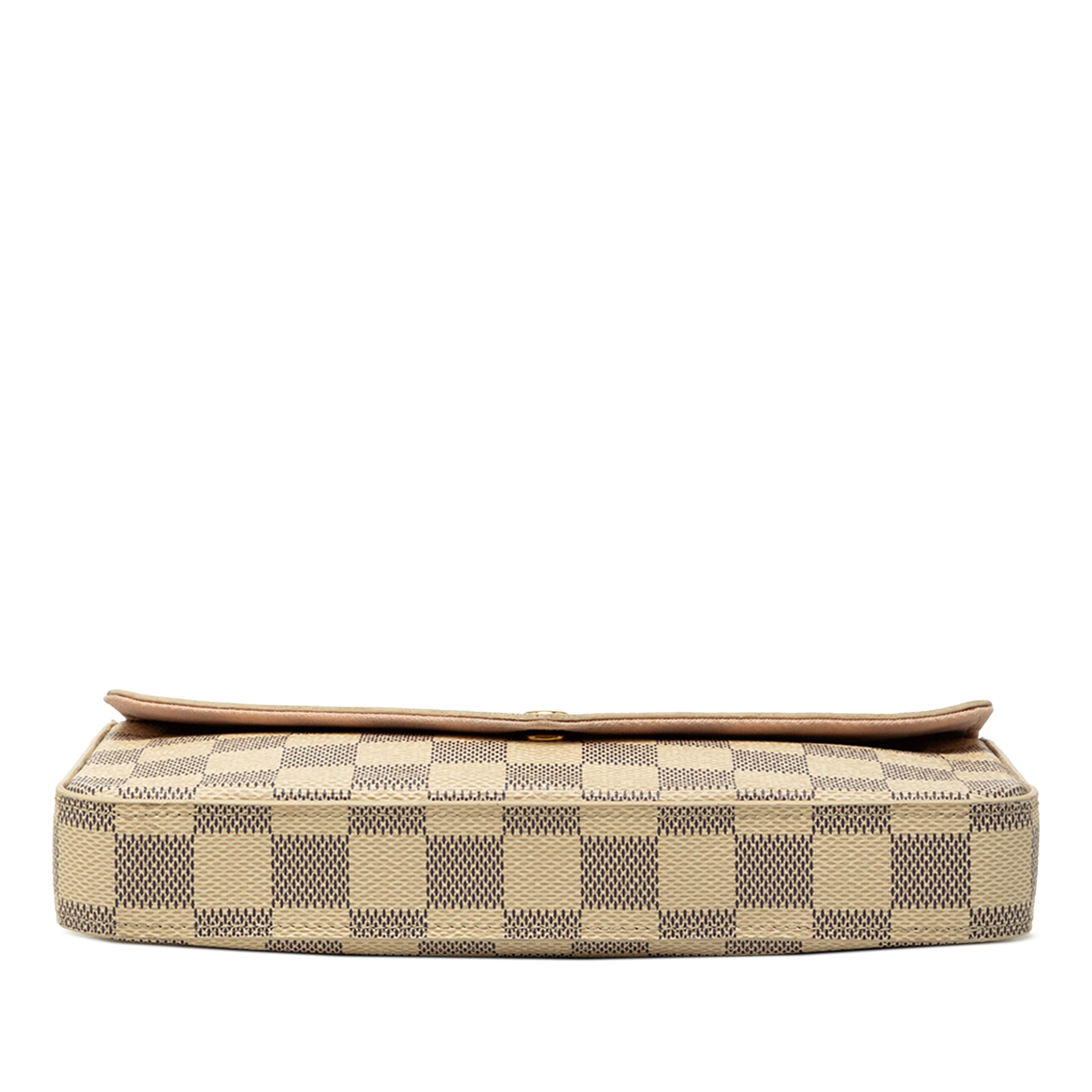 Louis Vuitton Damier Azur Pochette Felicie, från Luxclusif, i färgen vit. Klicka för att öppna bilden i stort format