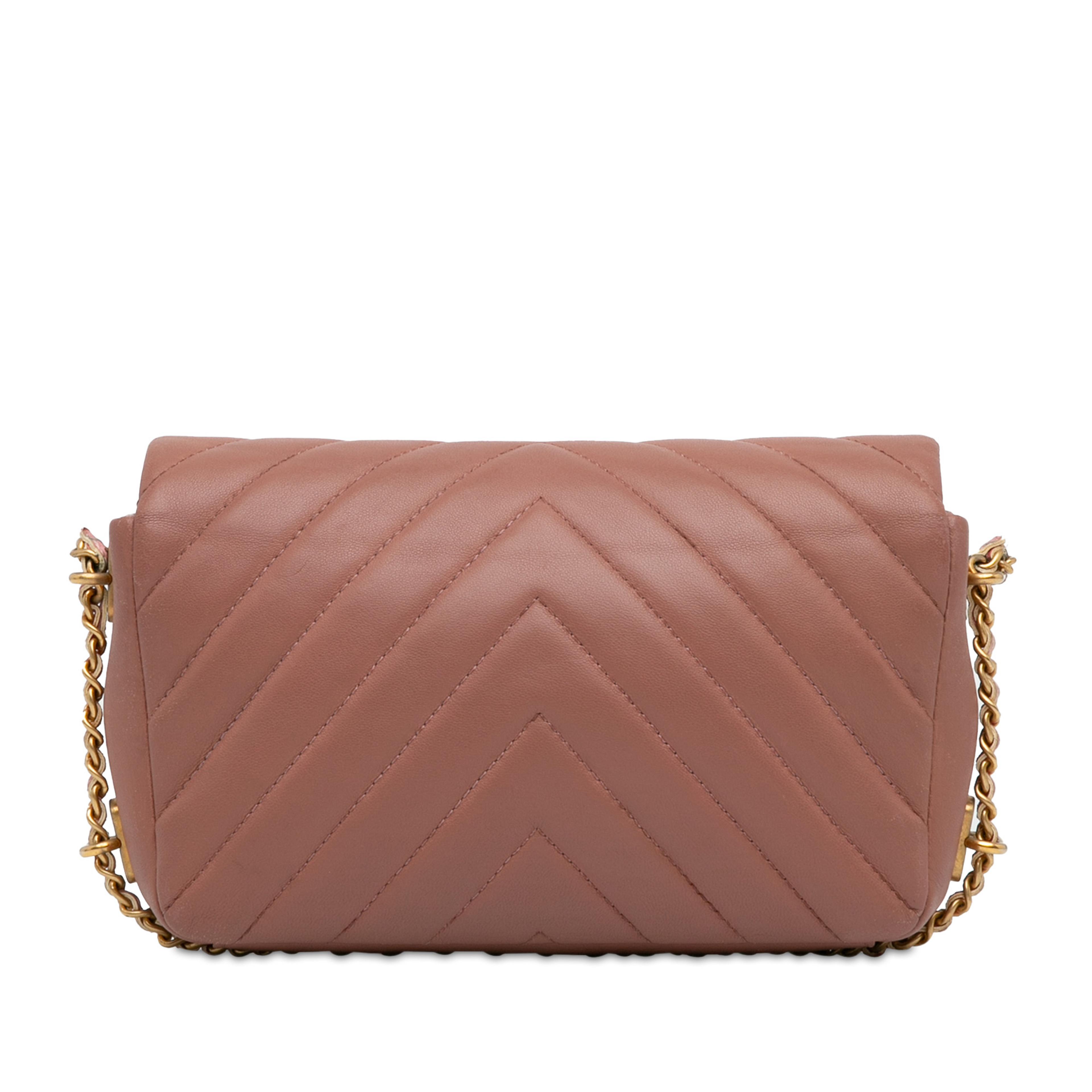Chanel Mini Rectangular Chevron Lambskin Chain Around Flap