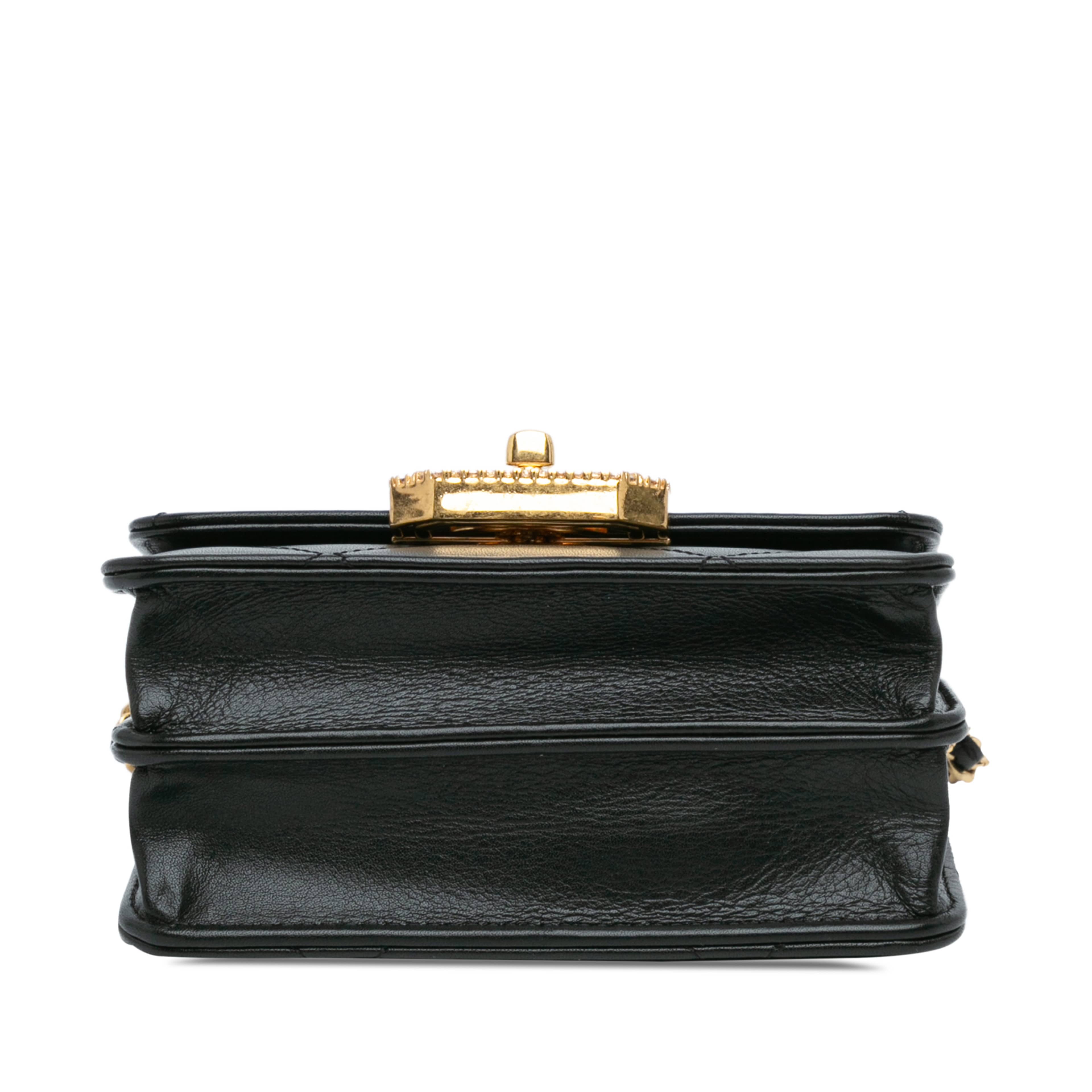 Chanel Quilted Calfskin Strass Card Holder On Chain