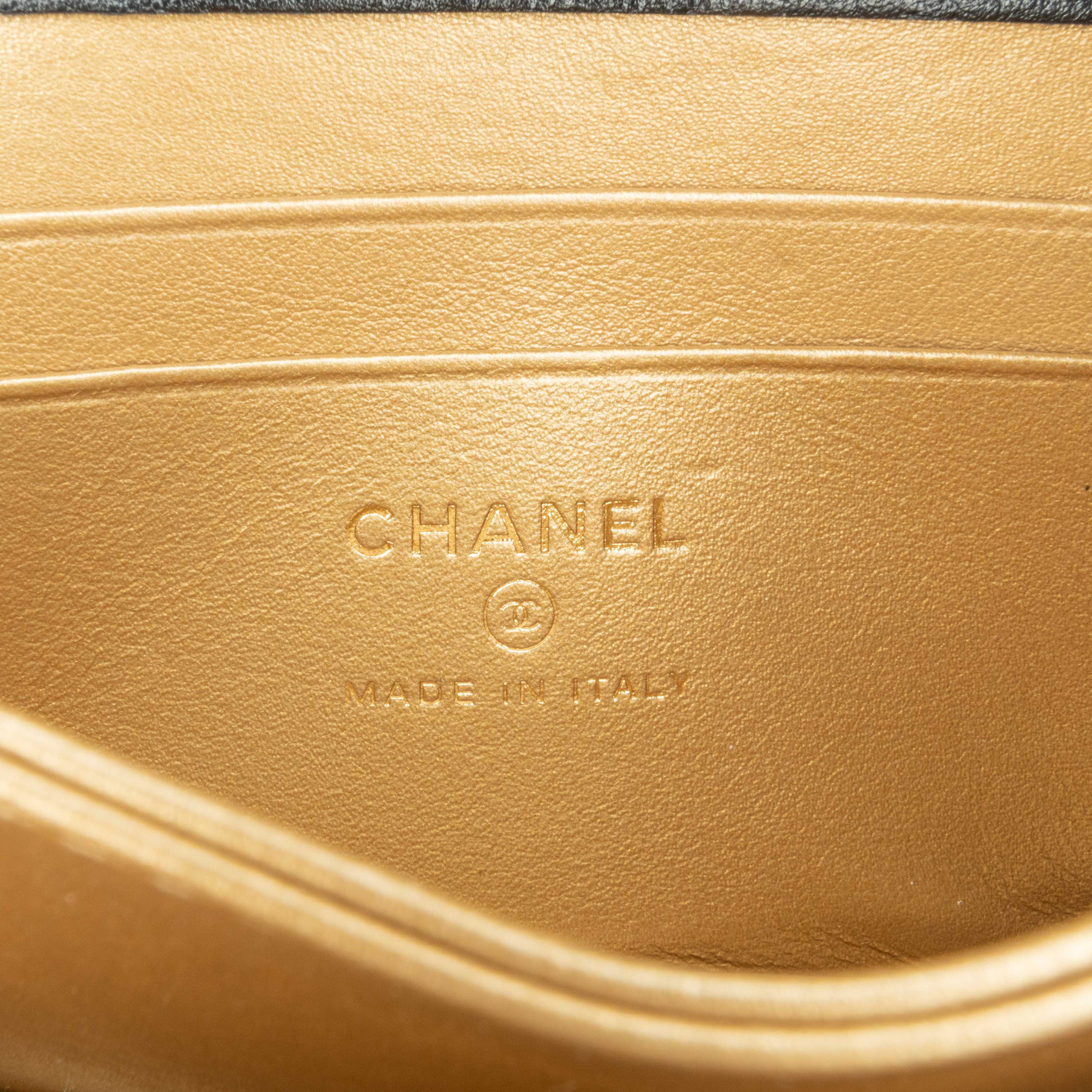Chanel Quilted Calfskin Strass Card Holder On Chain