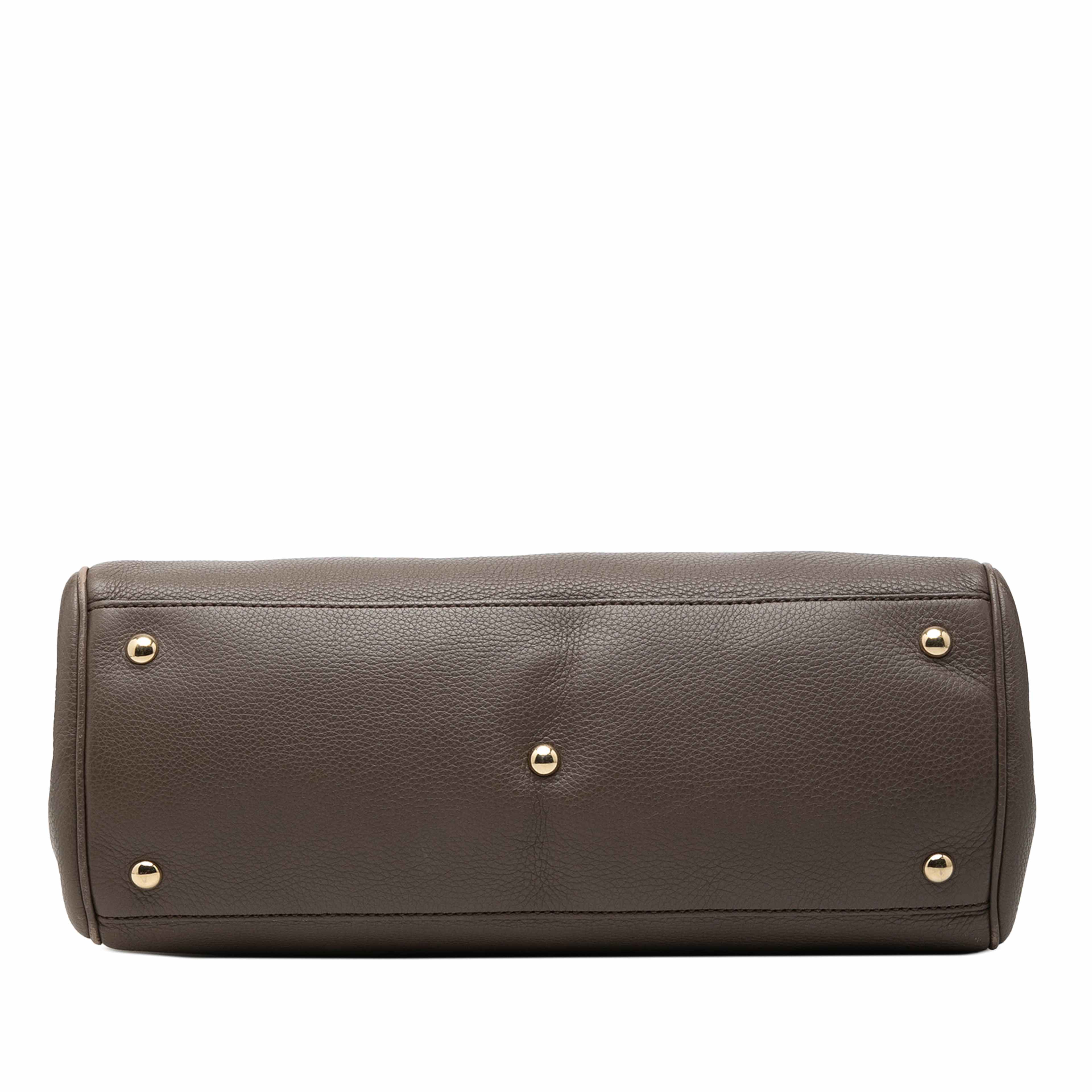 Gucci Medium Calfskin Bamboo Shopper Satchel, från Luxclusif, i färgen brun. Klicka för att öppna bilden i stort format