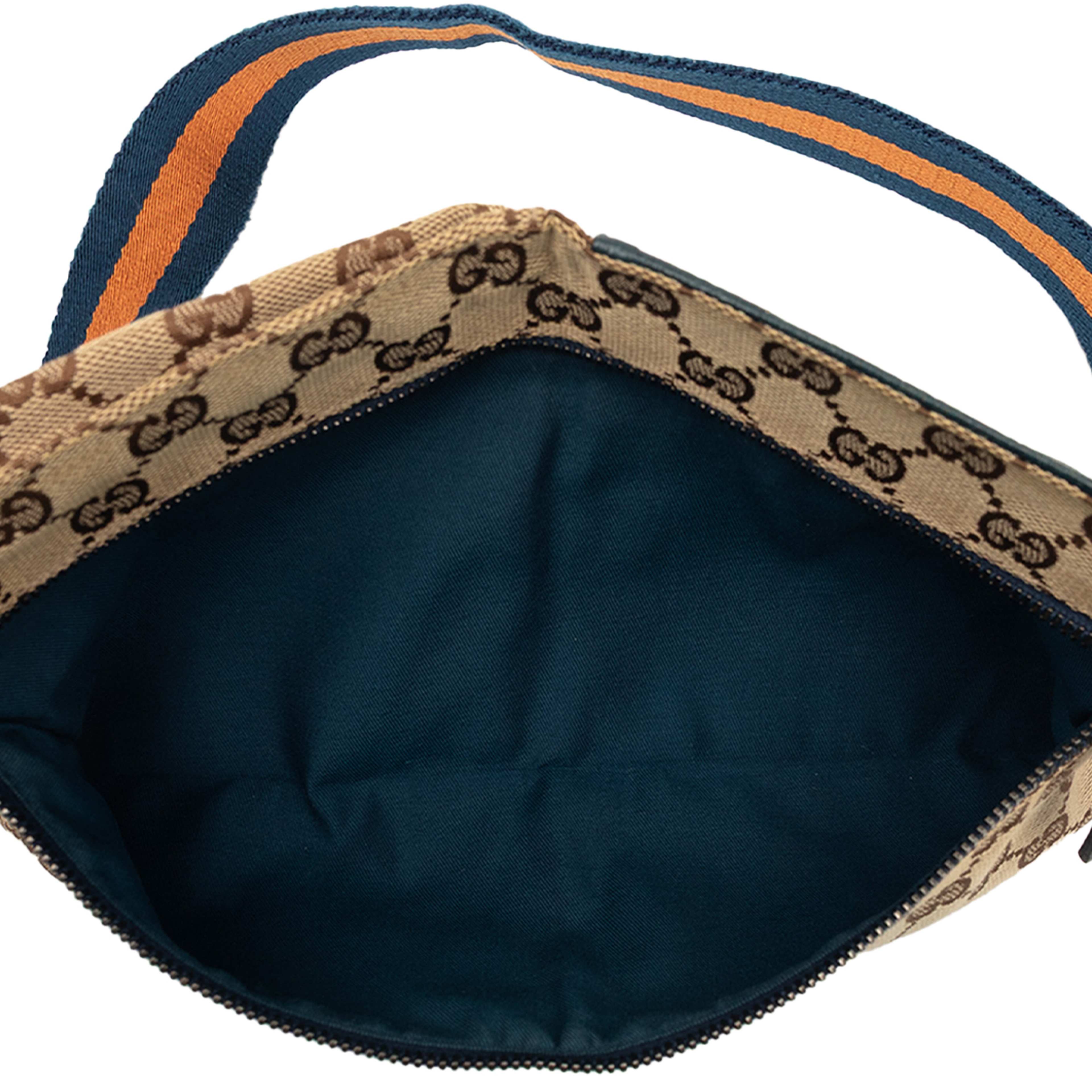 Gucci Gg Canvas Web Double Pocket Belt Bag, från Luxclusif, i färgen beige. Klicka för att öppna bilden i stort format