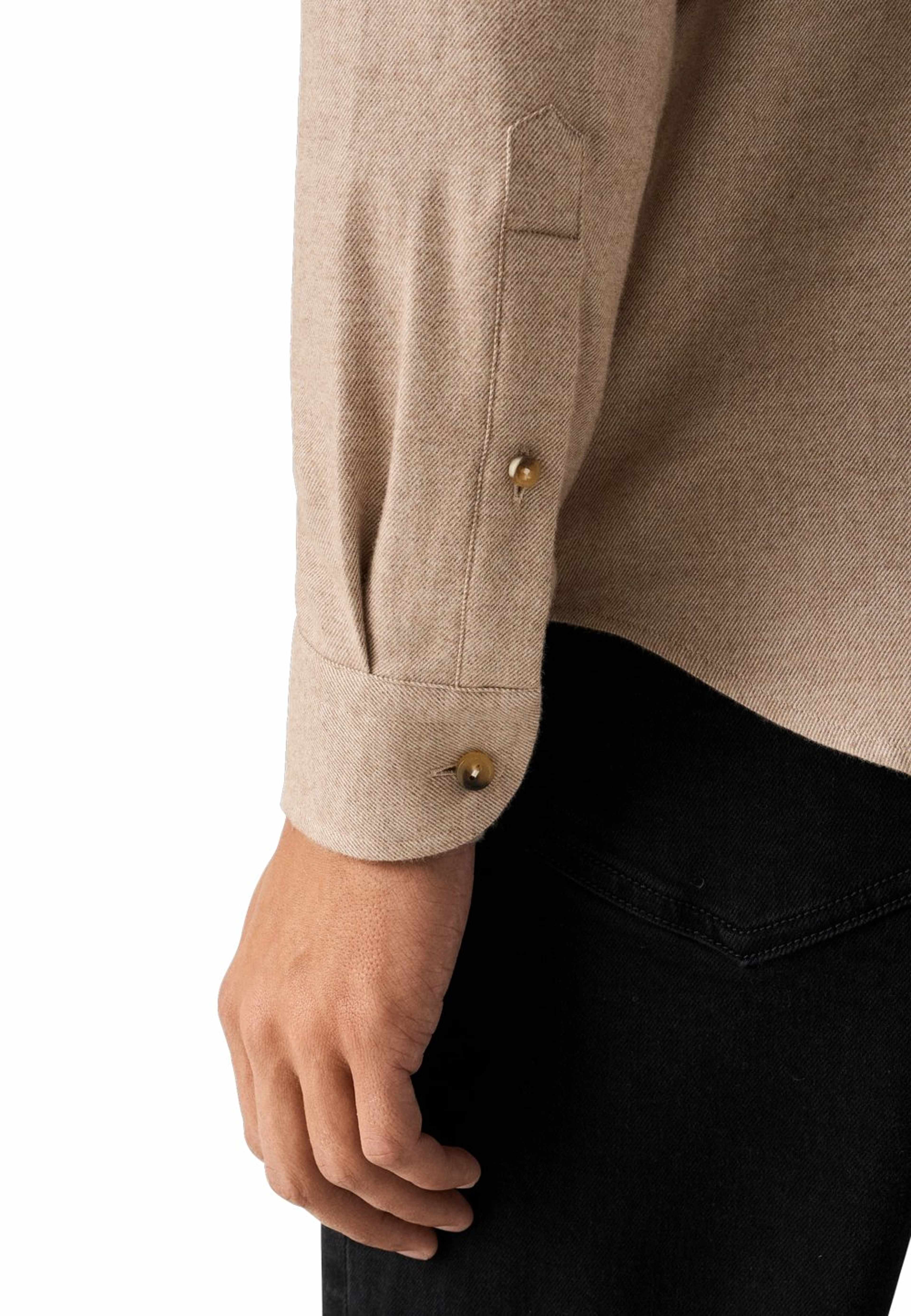 Flanellskjorta Casual Fit, från Eton, i färgen beige. Klicka för att öppna bilden i stort format