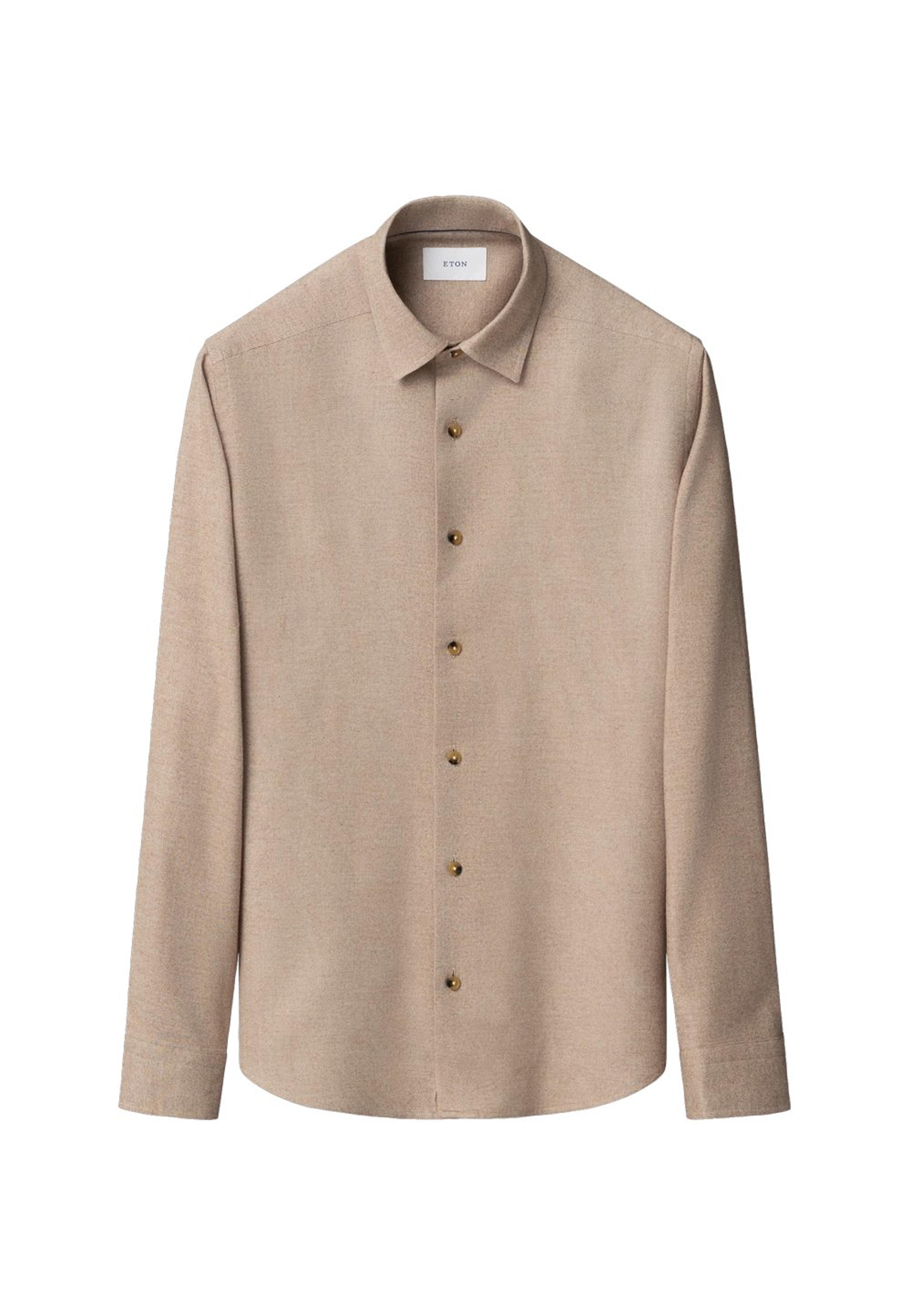 Flanellskjorta Casual Fit, från Eton, i färgen beige. Klicka för att öppna bilden i stort format