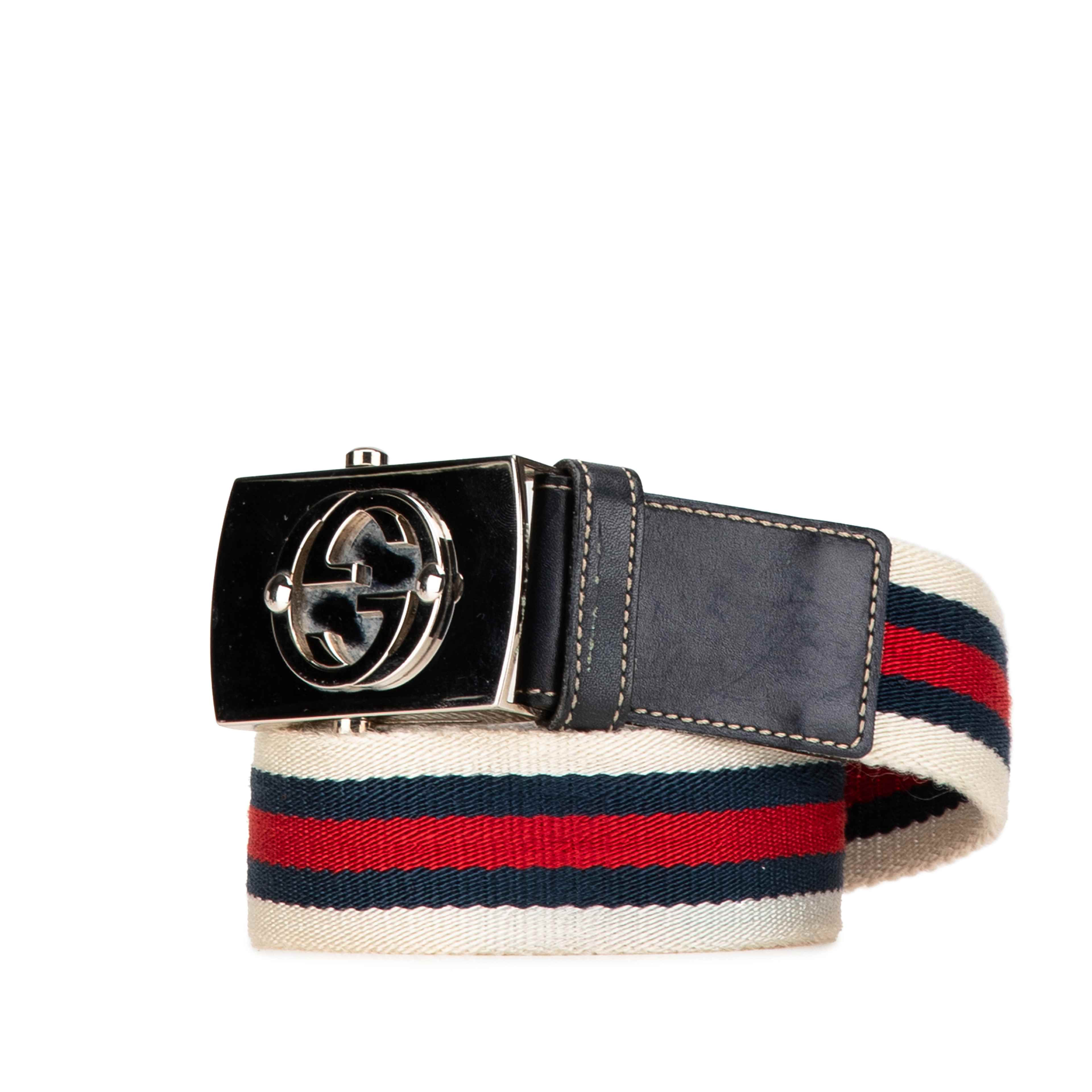 Gucci Canvas Interlocking G Web Buckle Belt