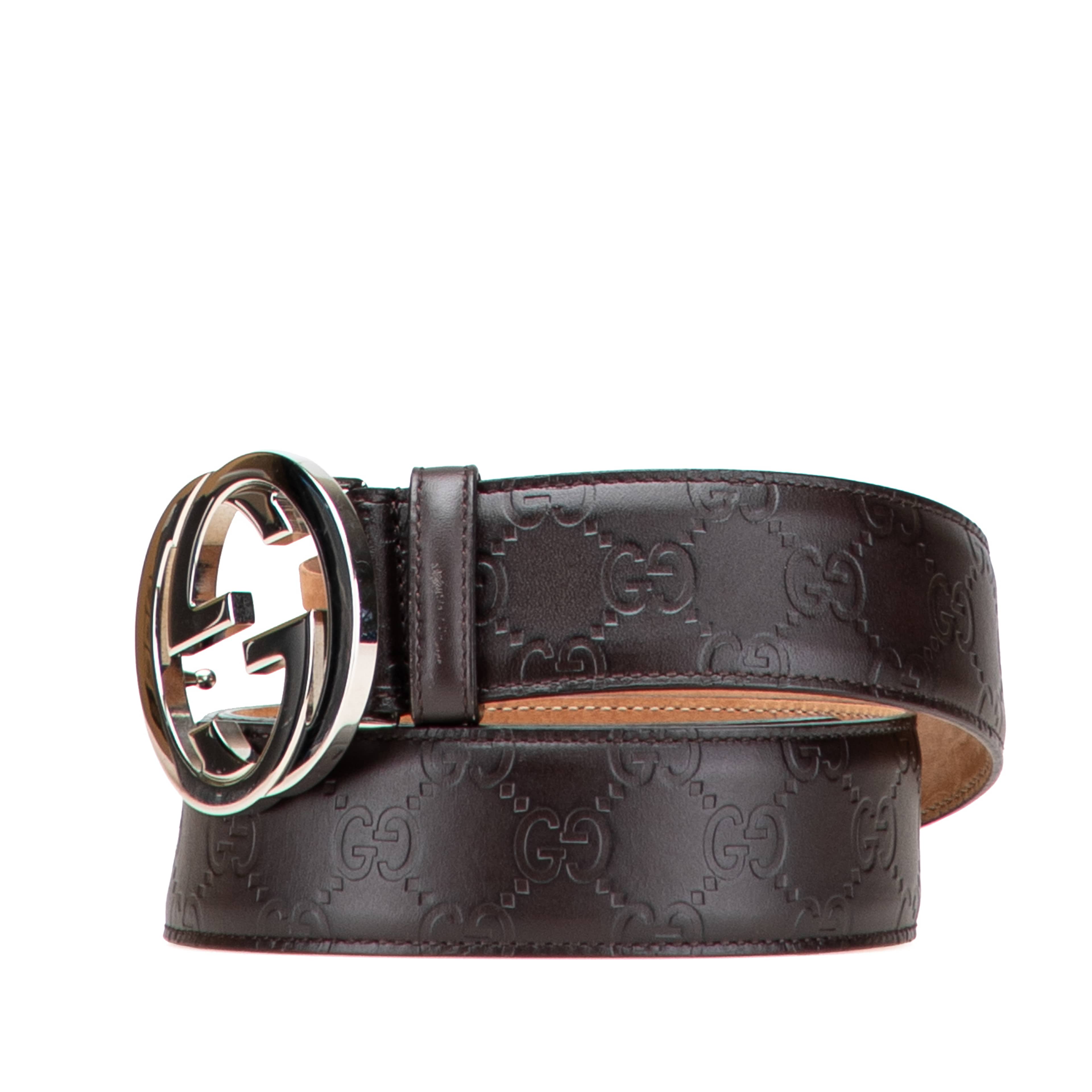 Gucci Guccissima Interlocking G Belt, från Luxclusif, i färgen brun. Klicka för att öppna bilden i stort format