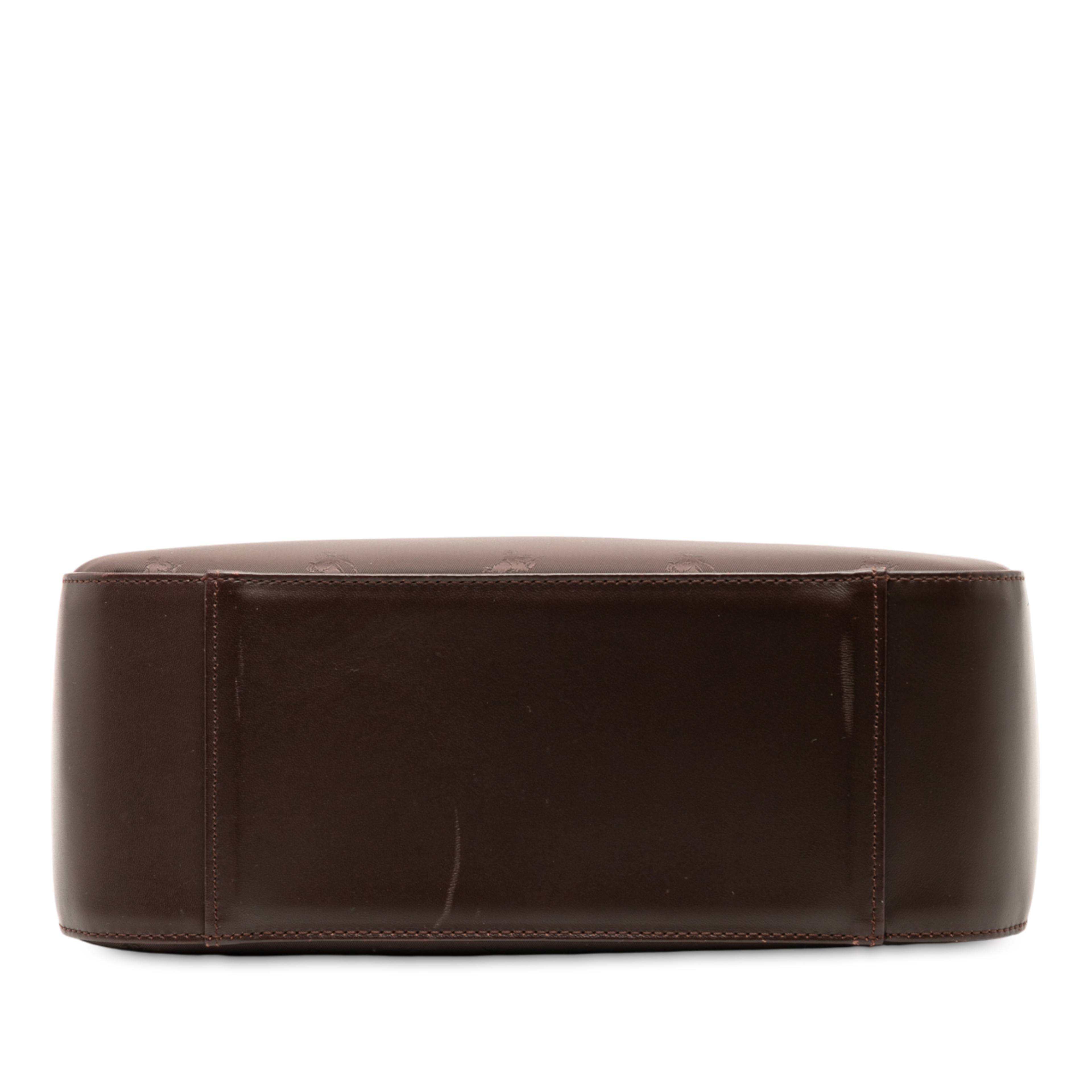 Burberry Leather Trimmed Nylon Handbag, från Luxclusif, i färgen dark brown. Klicka för att öppna bilden i stort format