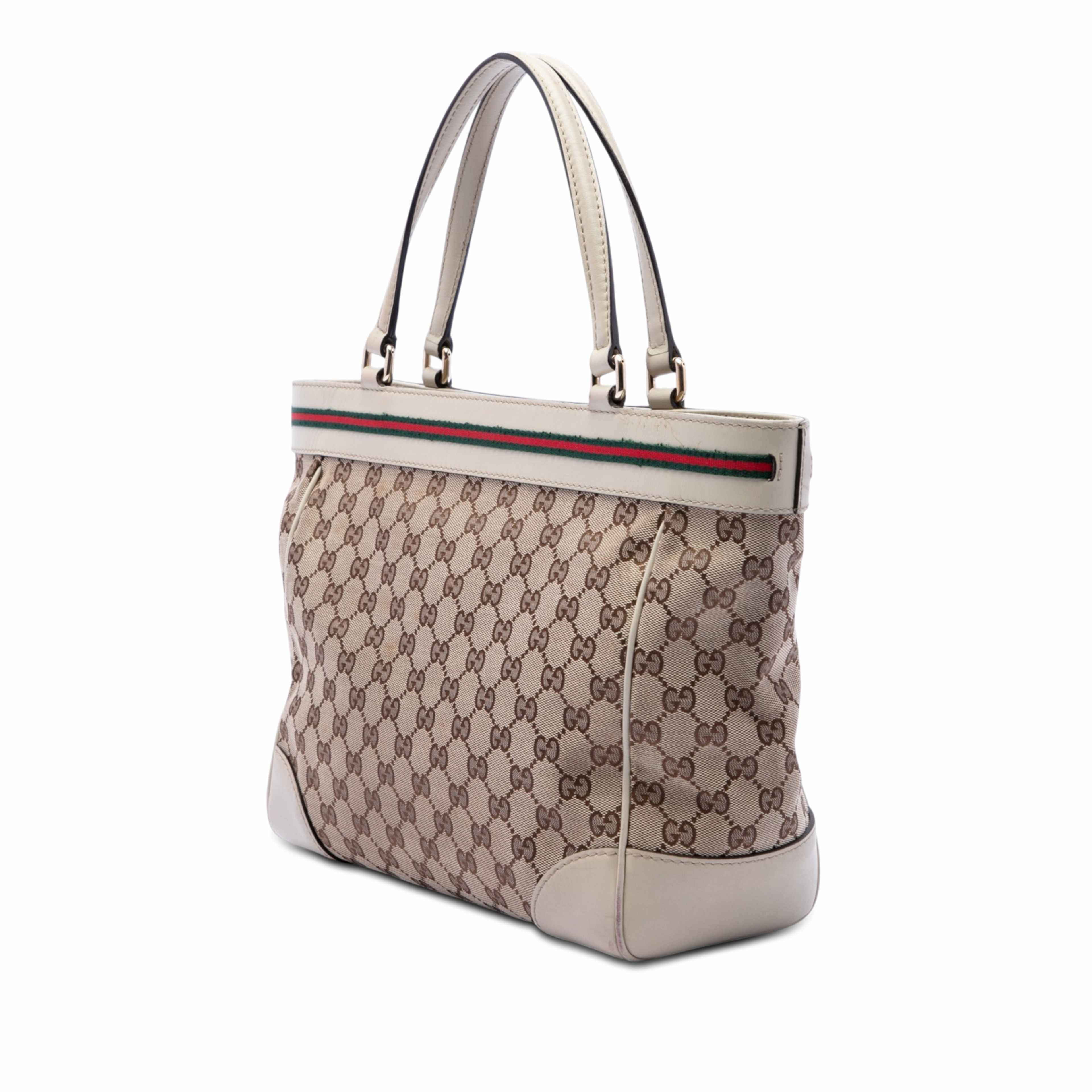 Gucci Gg Canvas Web Mayfair Tote, från Luxclusif, i färgen beige. Klicka för att öppna bilden i stort format