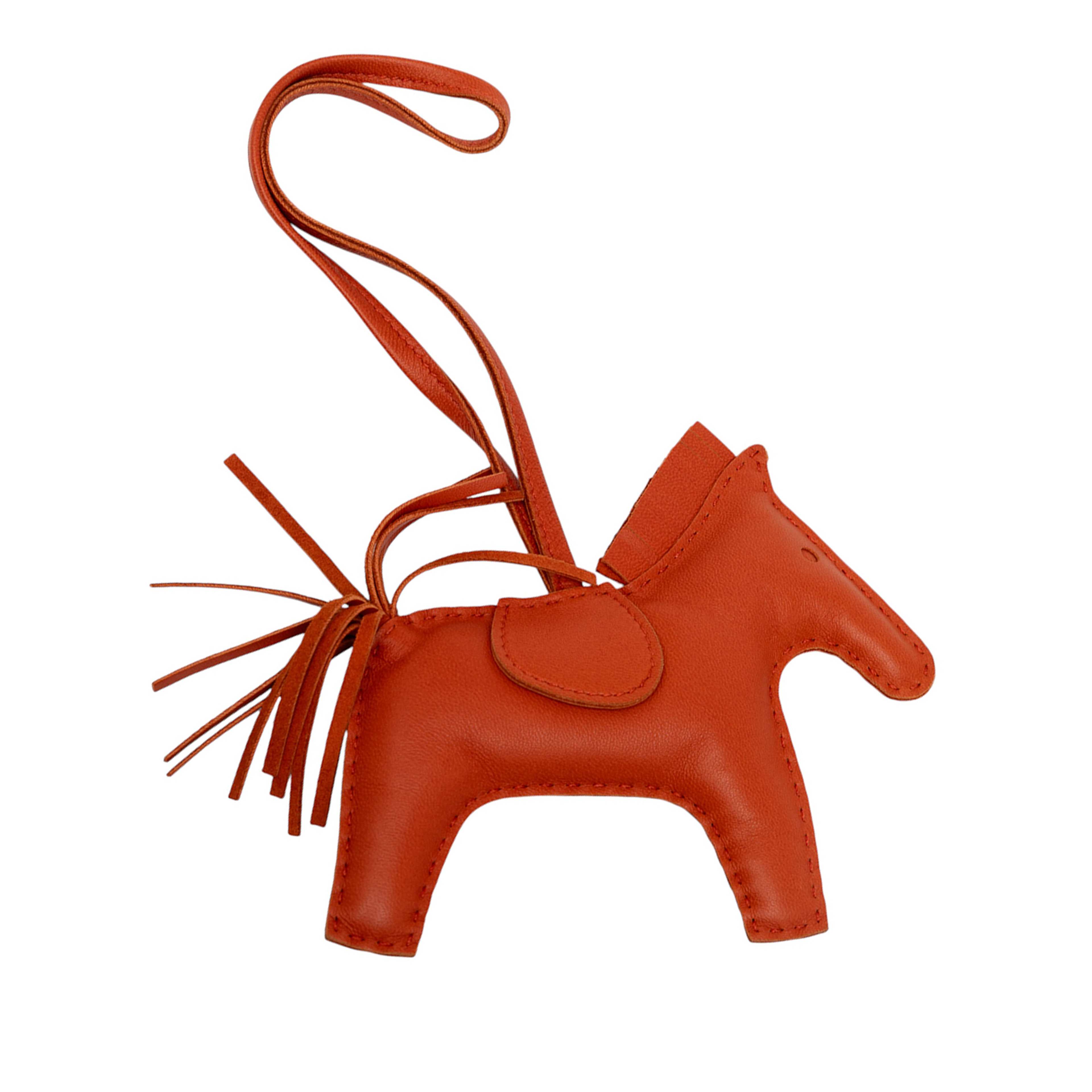 Hermès Milo Lambskin Grigri Rodeo Bag Charm Mm, från Luxclusif, i färgen dark orange. Klicka för att öppna bilden i stort format