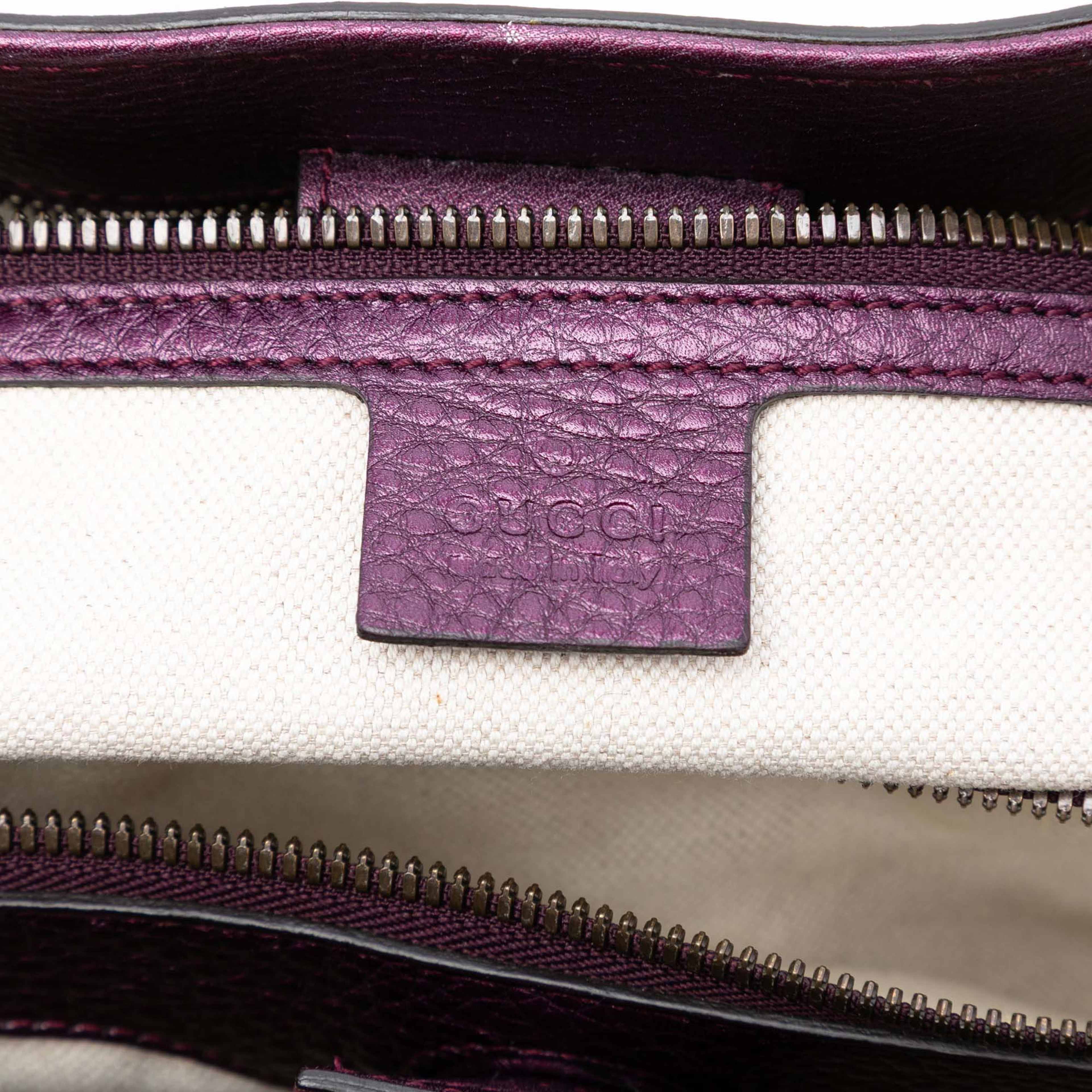 Gucci Medium Calfskin Bamboo Shopper Satchel, från Luxclusif, i färgen purple. Klicka för att öppna bilden i stort format