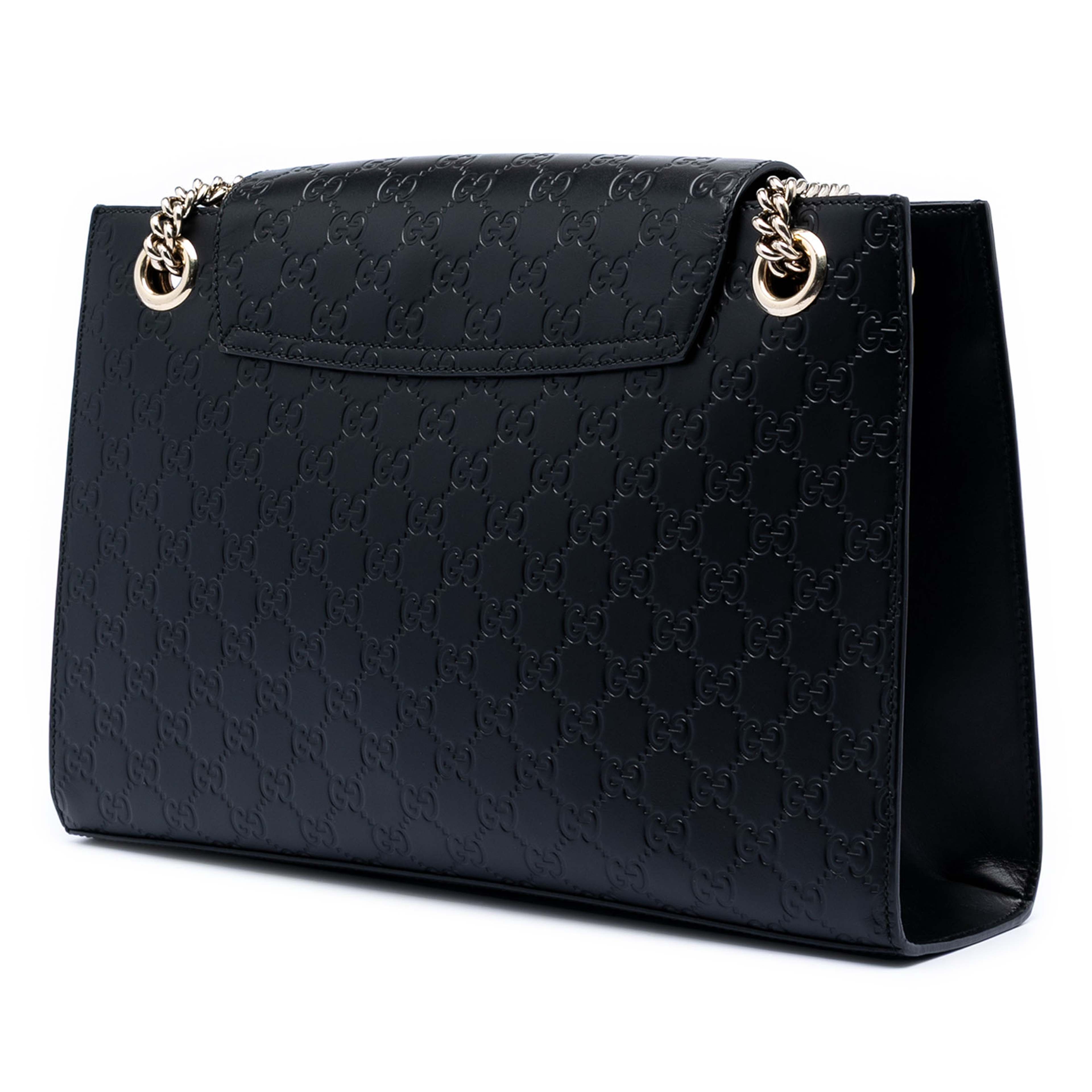 Gucci Large Guccissima Emily Shoulder Bag, från Luxclusif, i färgen black. Klicka för att öppna bilden i stort format