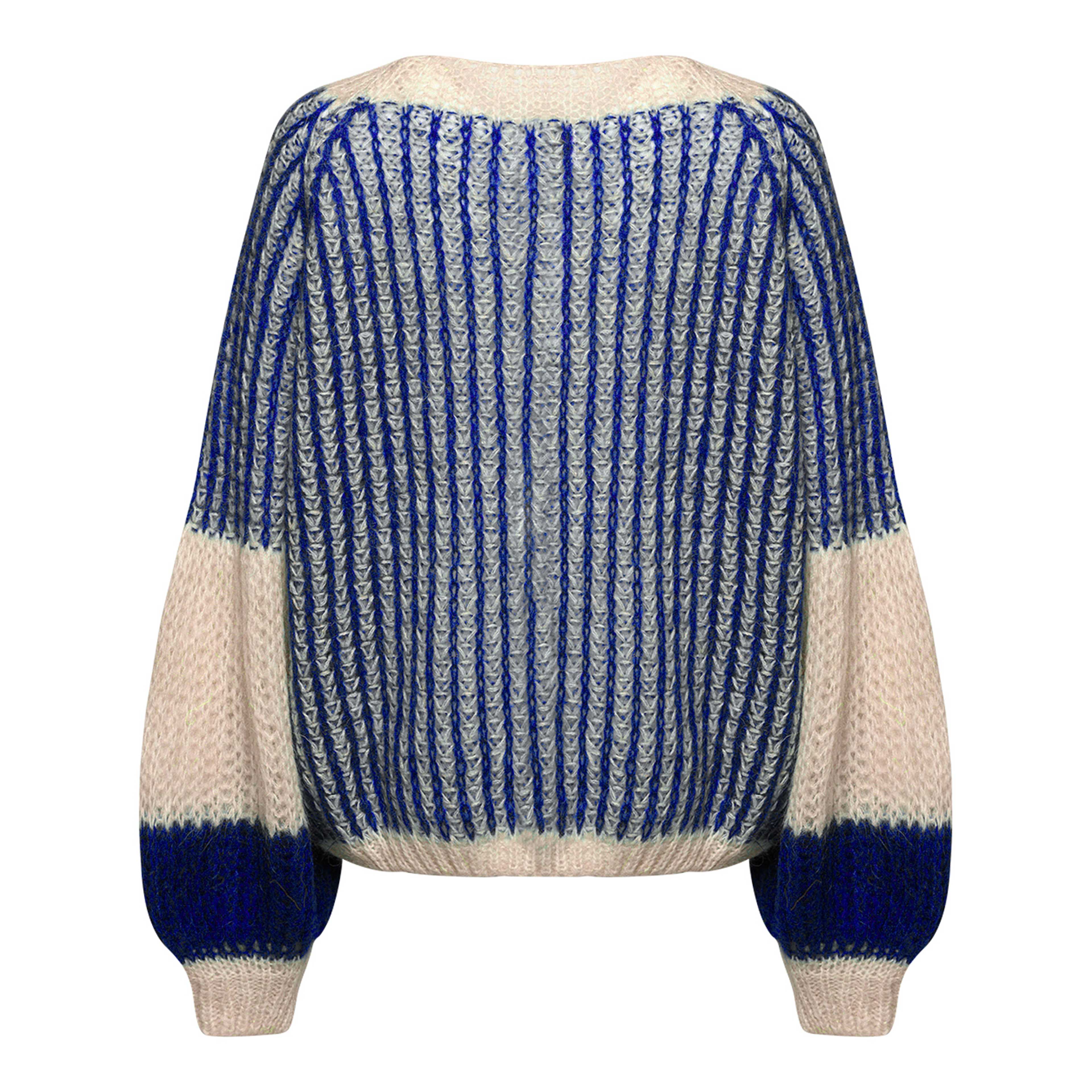 Liana Knit Sweater - Cream/cobalt Blue