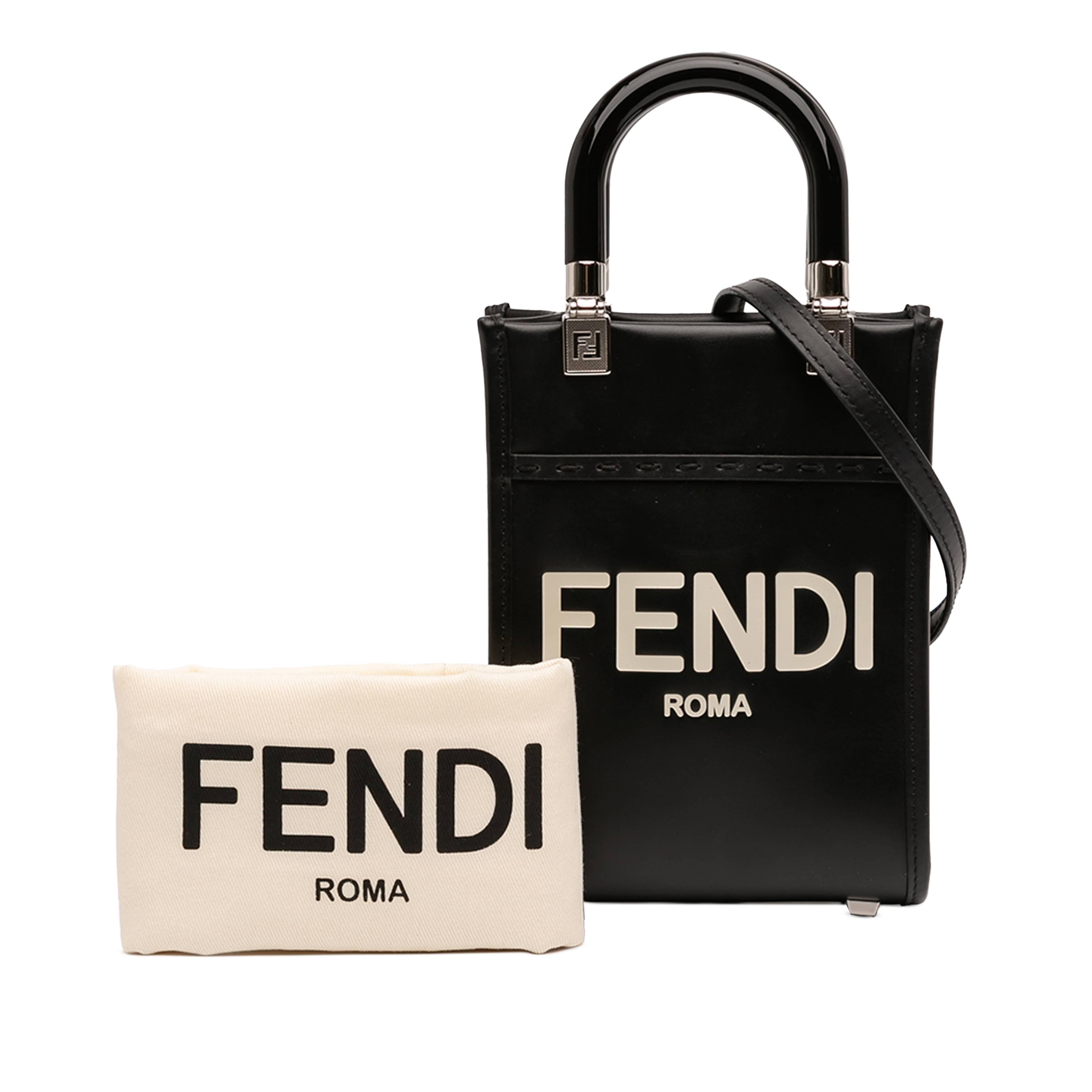 Fendi Mini Leather Sunshine Shopper Tote, från Luxclusif, i färgen svart. Klicka för att öppna bilden i stort format