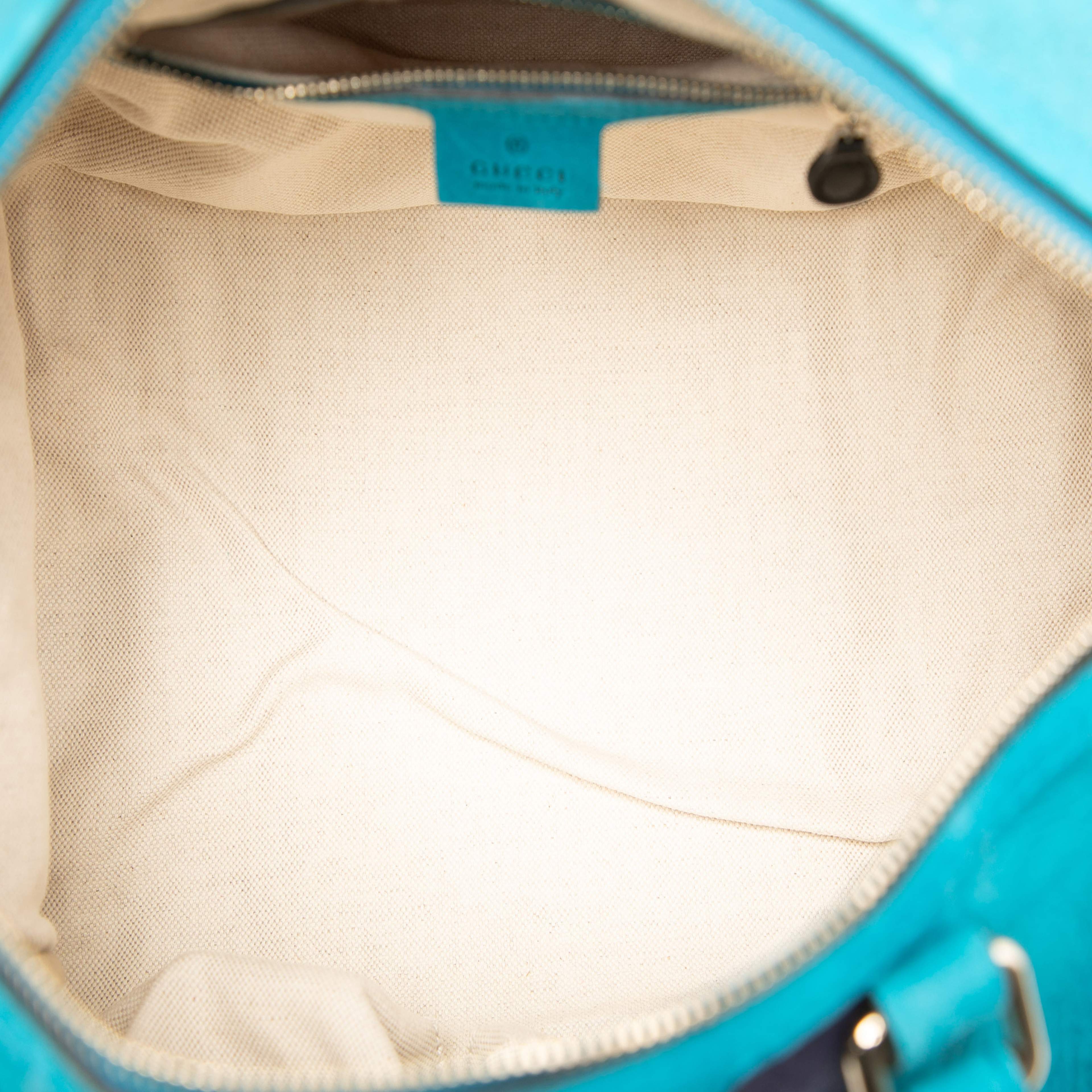 Gucci Nubuck Web Joy Satchel, från Luxclusif, i färgen blue. Klicka för att öppna bilden i stort format