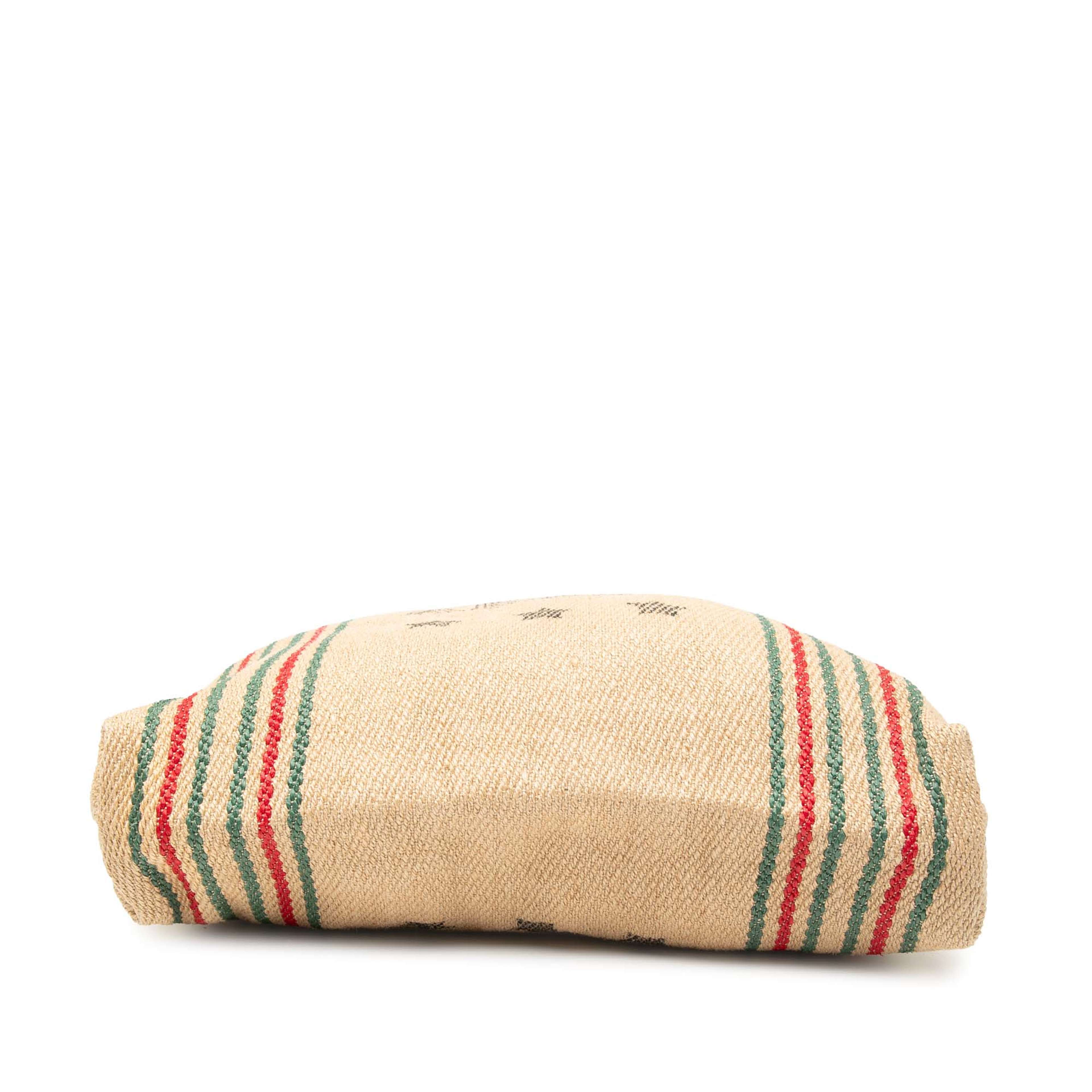 Gucci Jute Arles Printed Tote, från Luxclusif, i färgen beige. Klicka för att öppna bilden i stort format